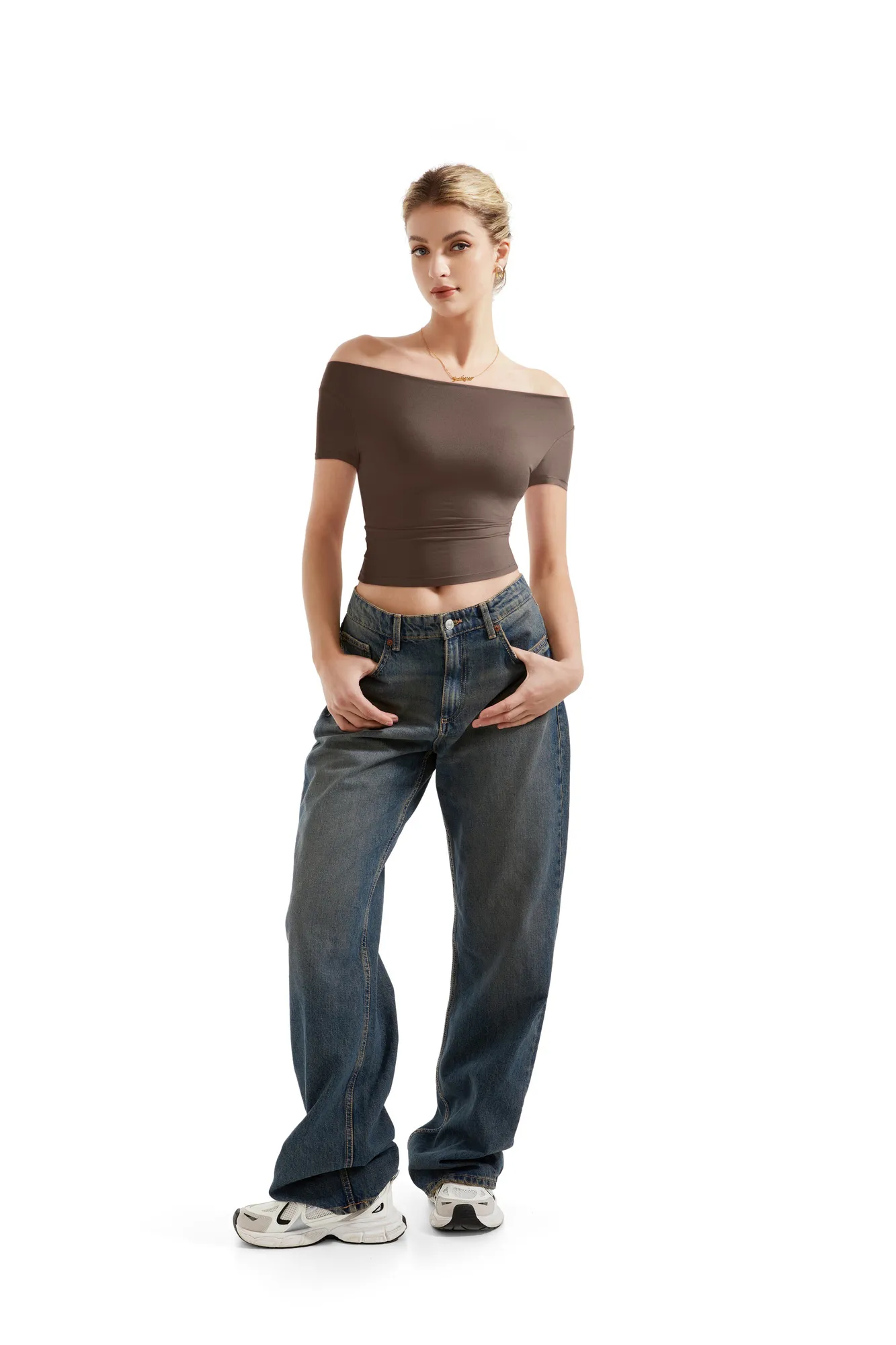 Buttery Soft Multi-Way Off Shoulder Shirt - Image 9