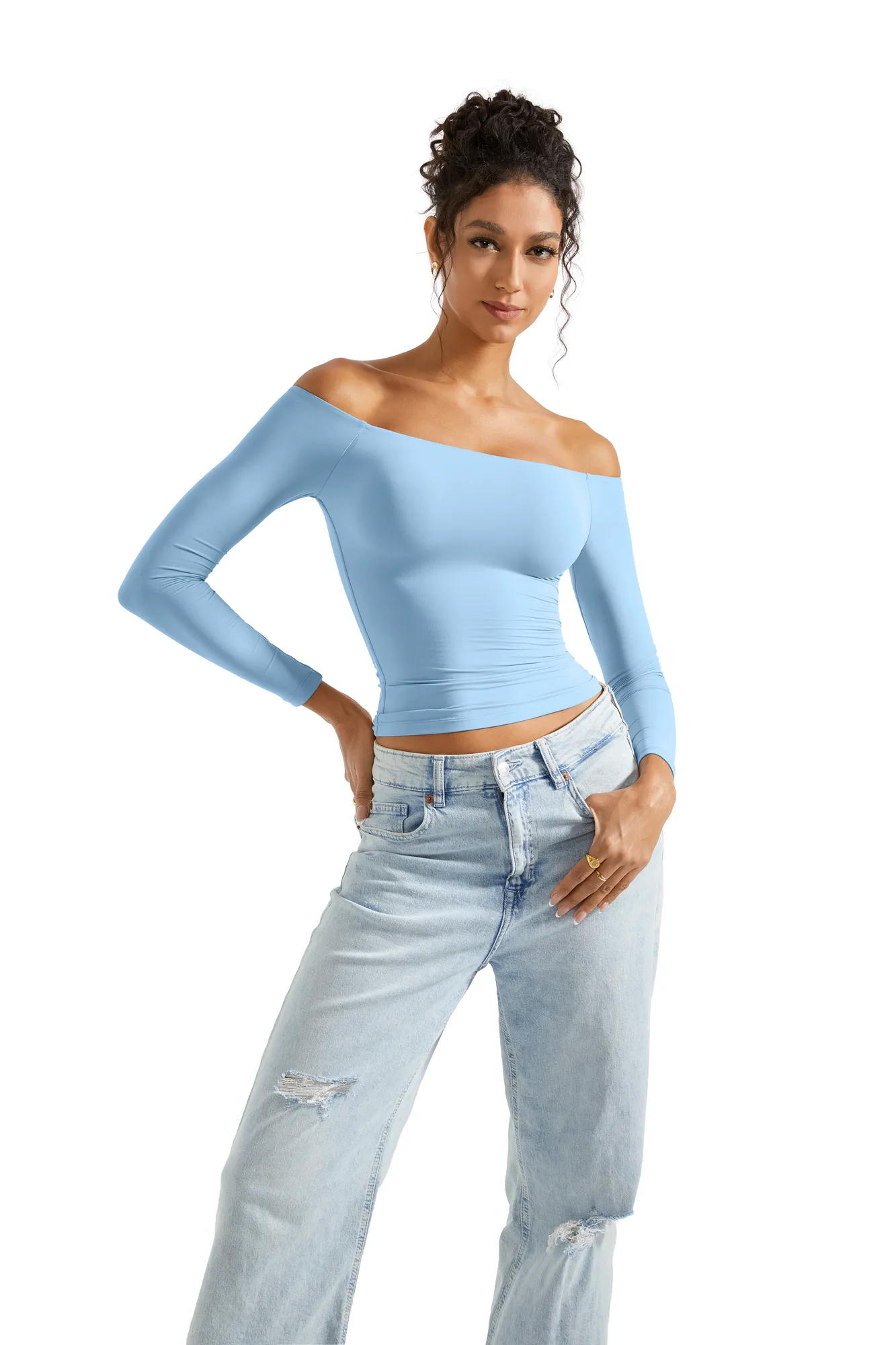 Buttery Soft Off Shoulder Shirt - Long Sleeve - Image 55