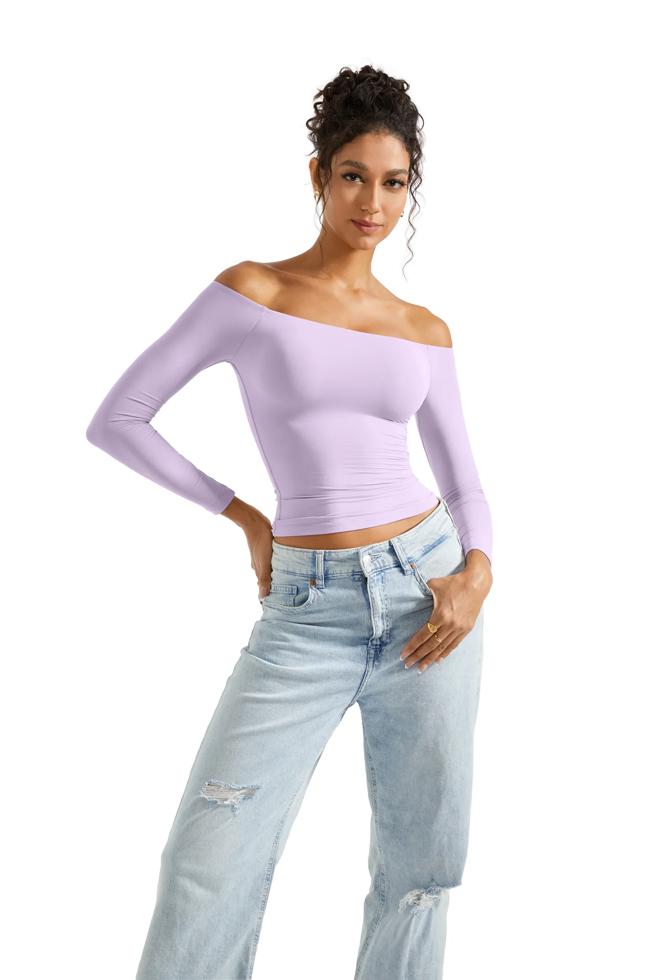 Buttery Soft Off Shoulder Shirt - Long Sleeve - Image 73