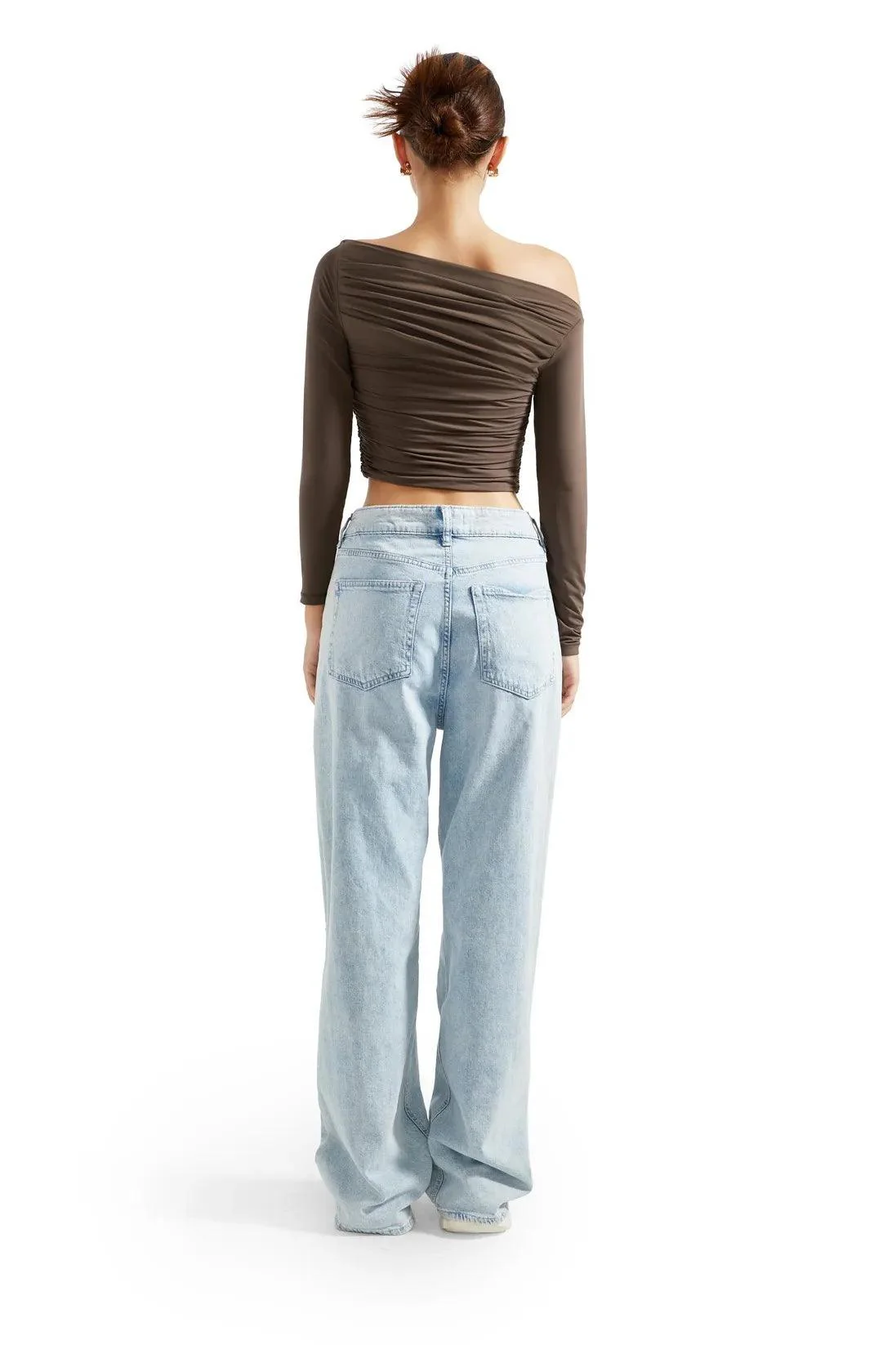 Buttery Soft Ruched Off Shoulder Shirt - Long Sleeve - Image 16