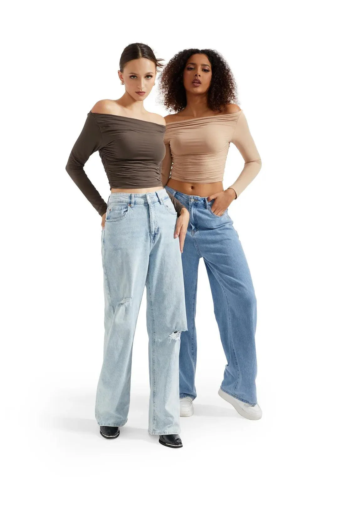 Buttery Soft Ruched Off Shoulder Shirt - Long Sleeve - Image 20