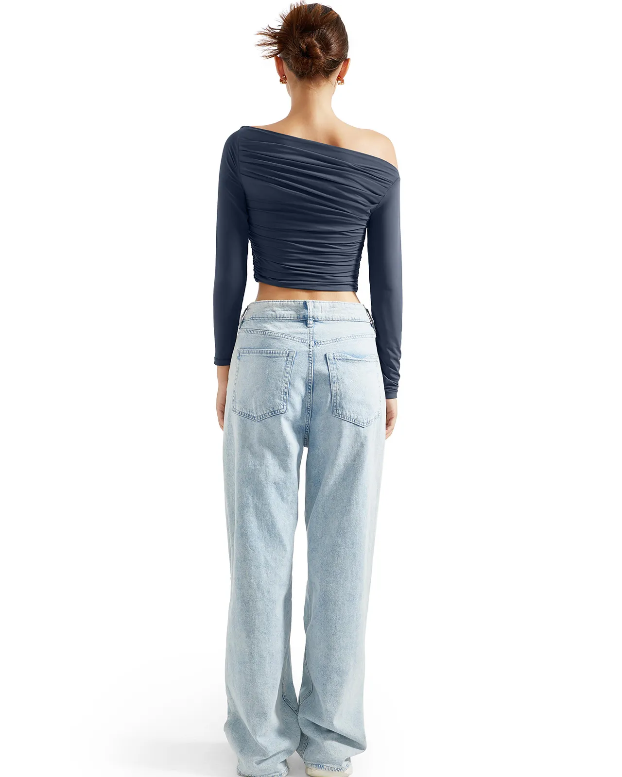 Buttery Soft Ruched Off Shoulder Shirt - Long Sleeve - Image 37