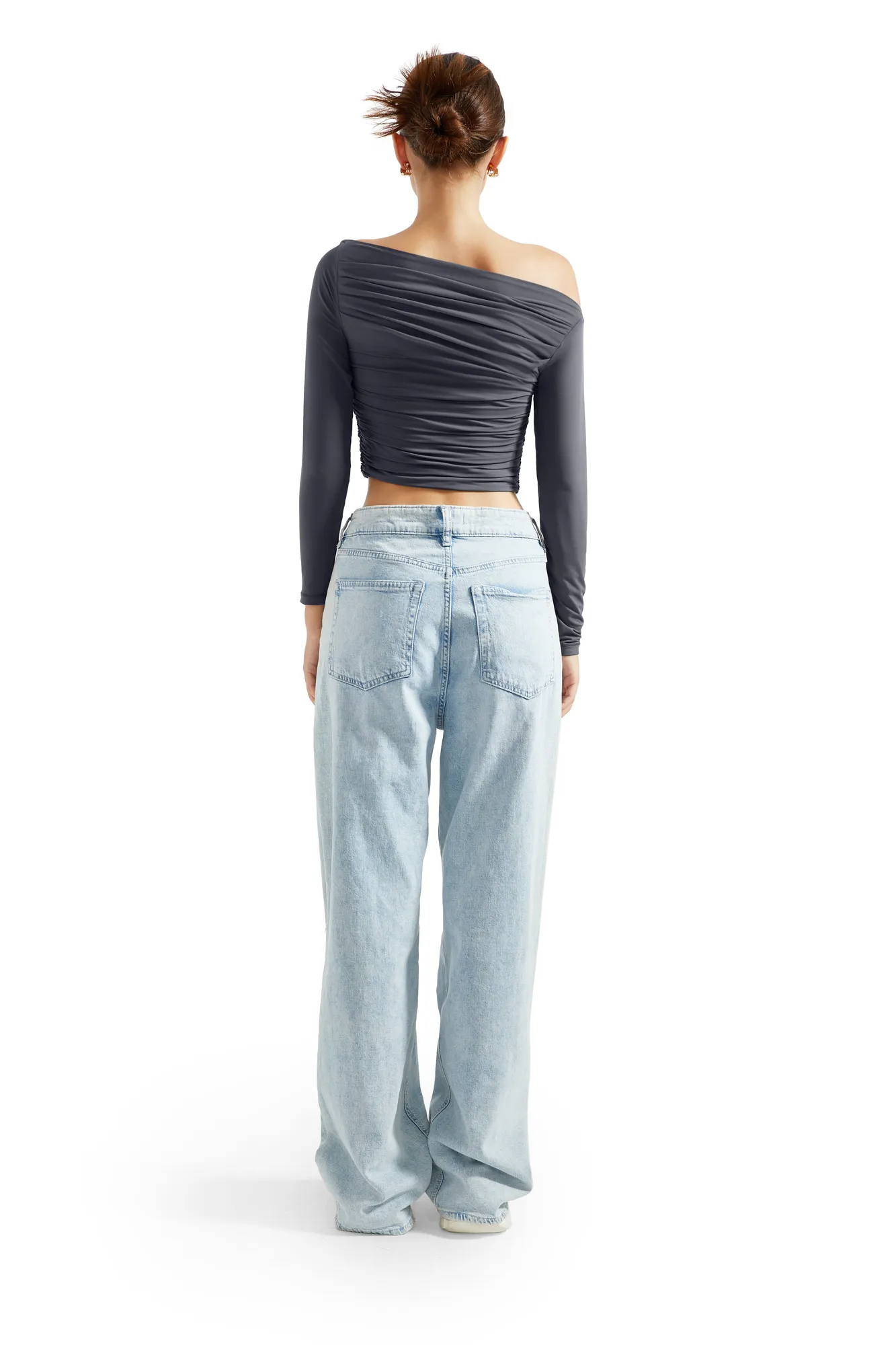 Buttery Soft Ruched Off Shoulder Shirt - Long Sleeve - Image 46