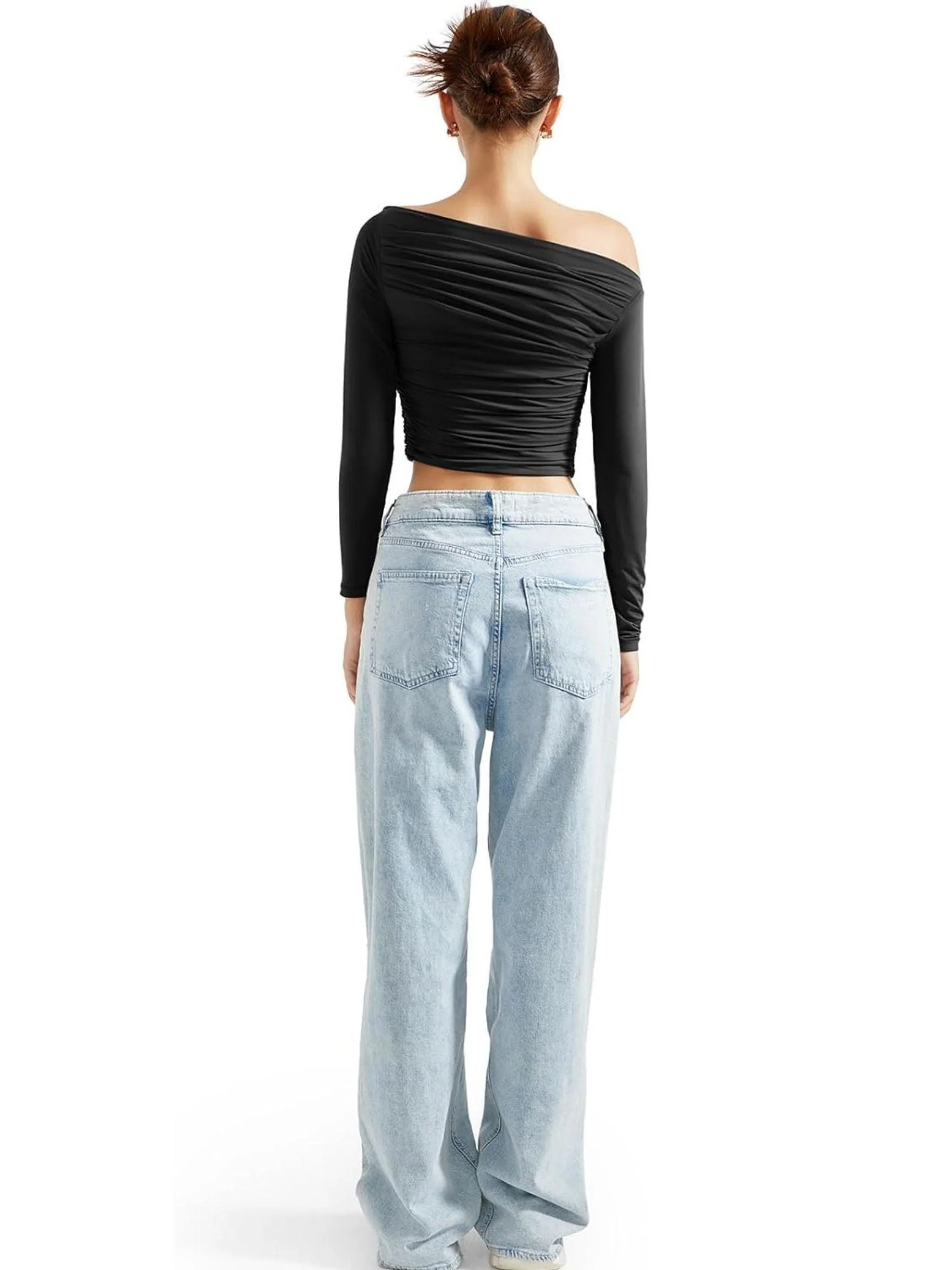 Buttery Soft Ruched Off Shoulder Shirt - Long Sleeve - Image 5