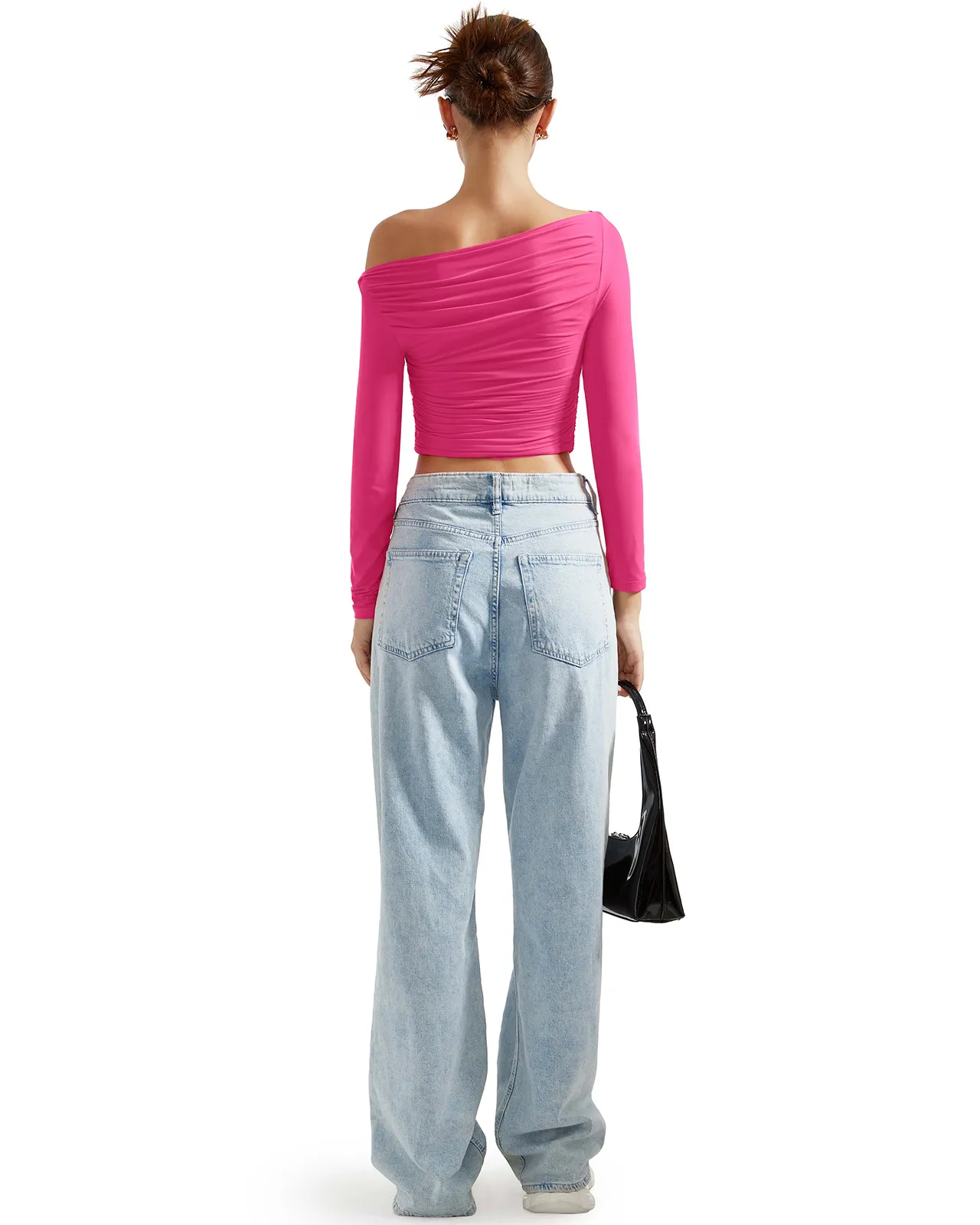 Buttery Soft Ruched Off Shoulder Shirt - Long Sleeve - Image 57