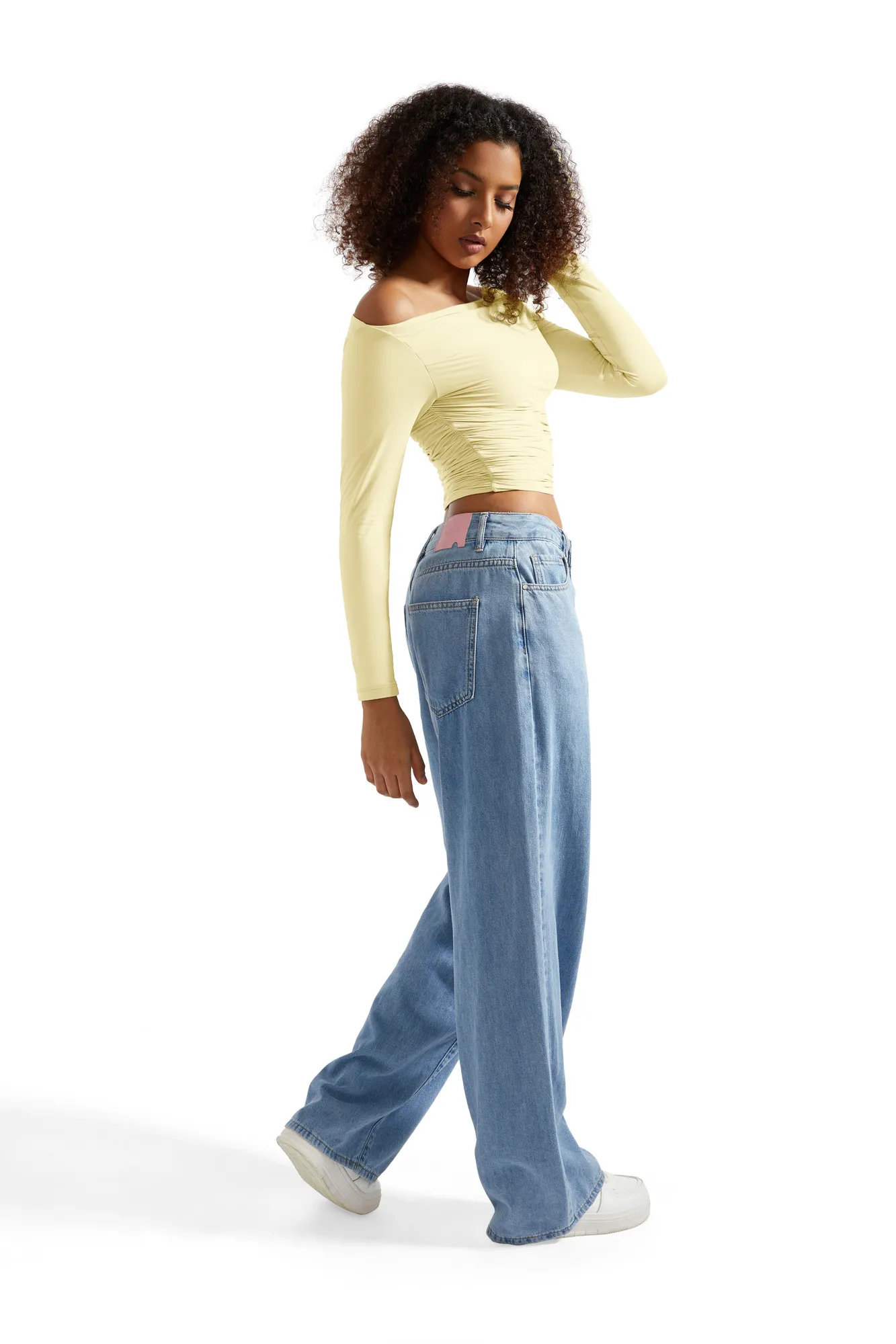 Buttery Soft Ruched Off Shoulder Shirt - Long Sleeve - Image 69