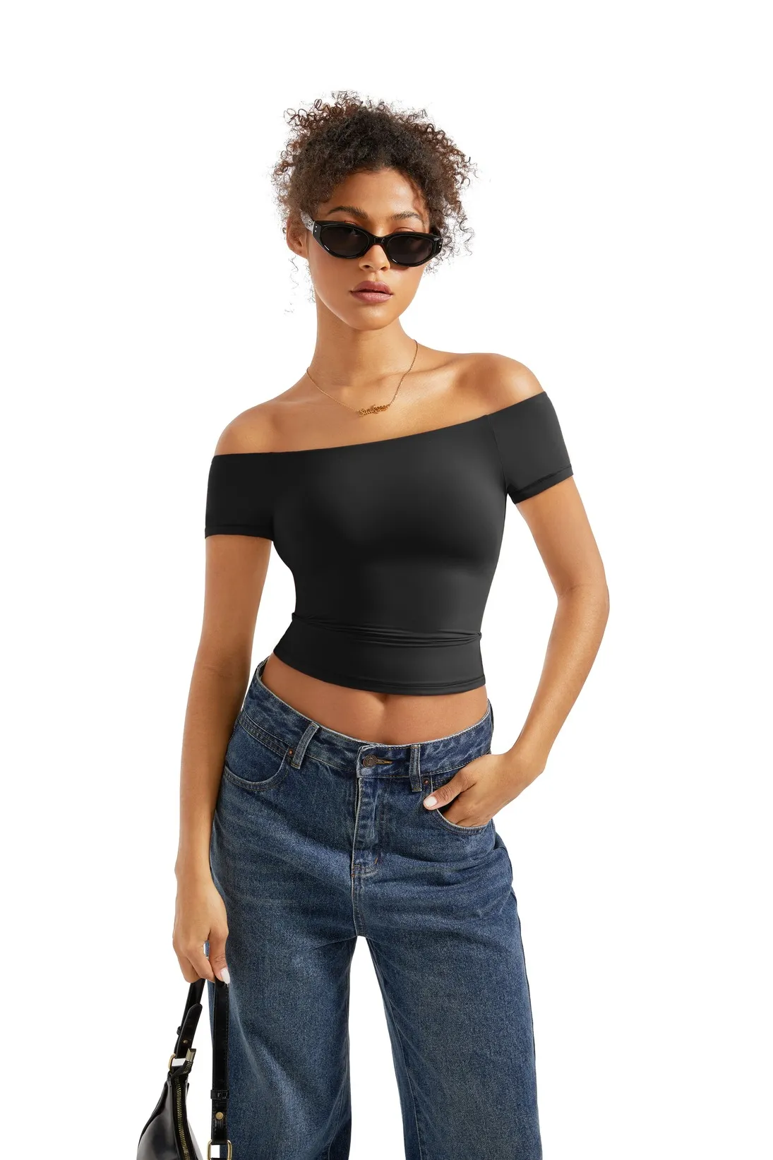 Buttery Soft Off Shoulder Shirt - Short Sleeve - Image 14