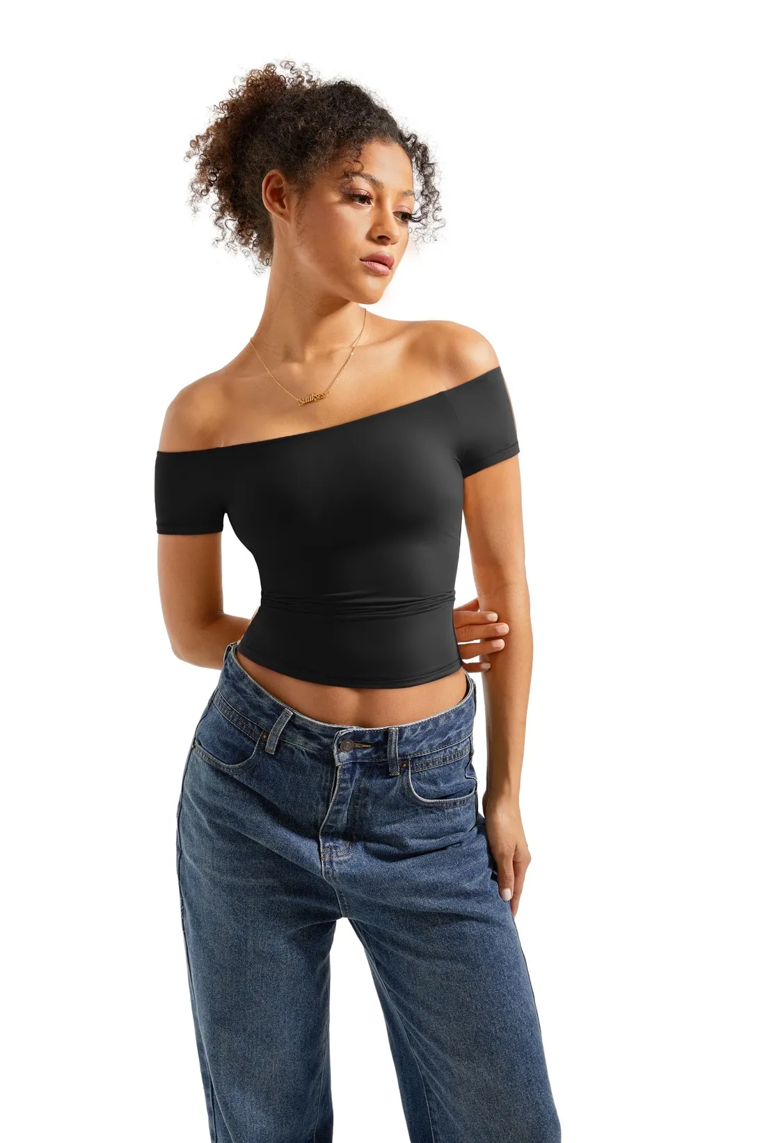 Buttery Soft Off Shoulder Shirt - Short Sleeve - Image 15
