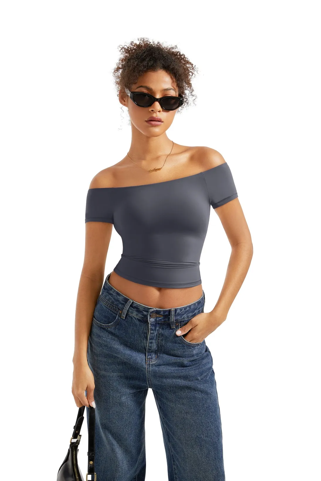 Buttery Soft Off Shoulder Shirt - Short Sleeve - Image 25