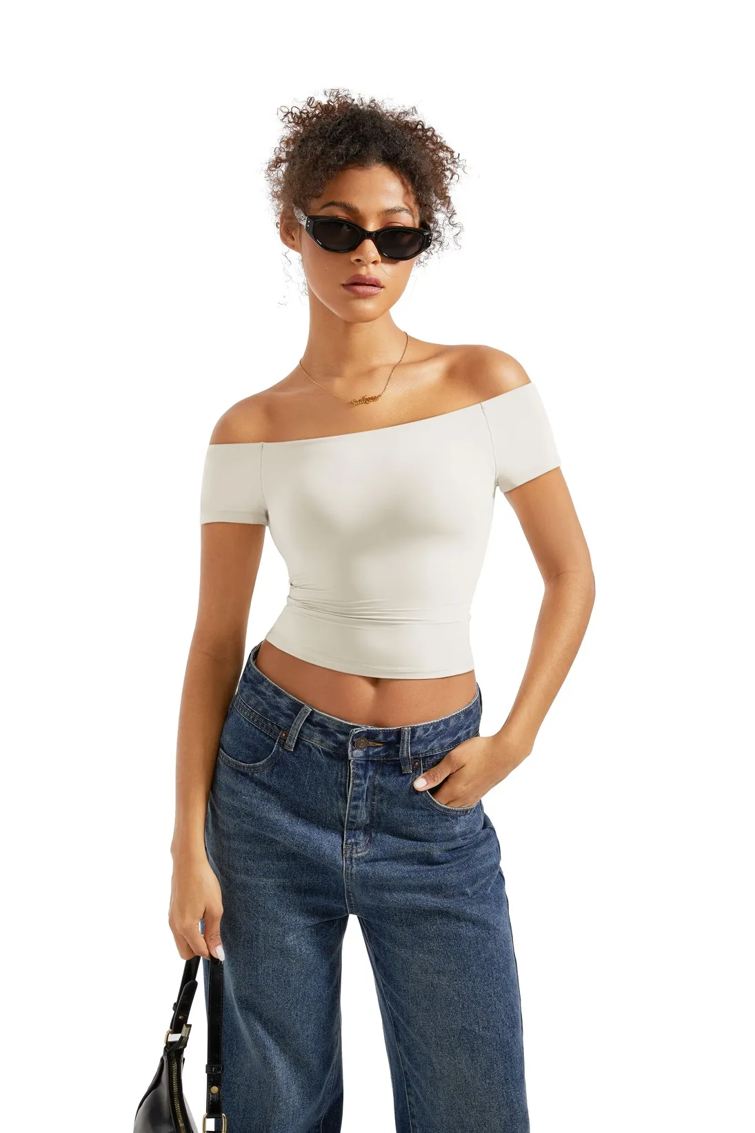 Buttery Soft Off Shoulder Shirt - Short Sleeve - Image 52