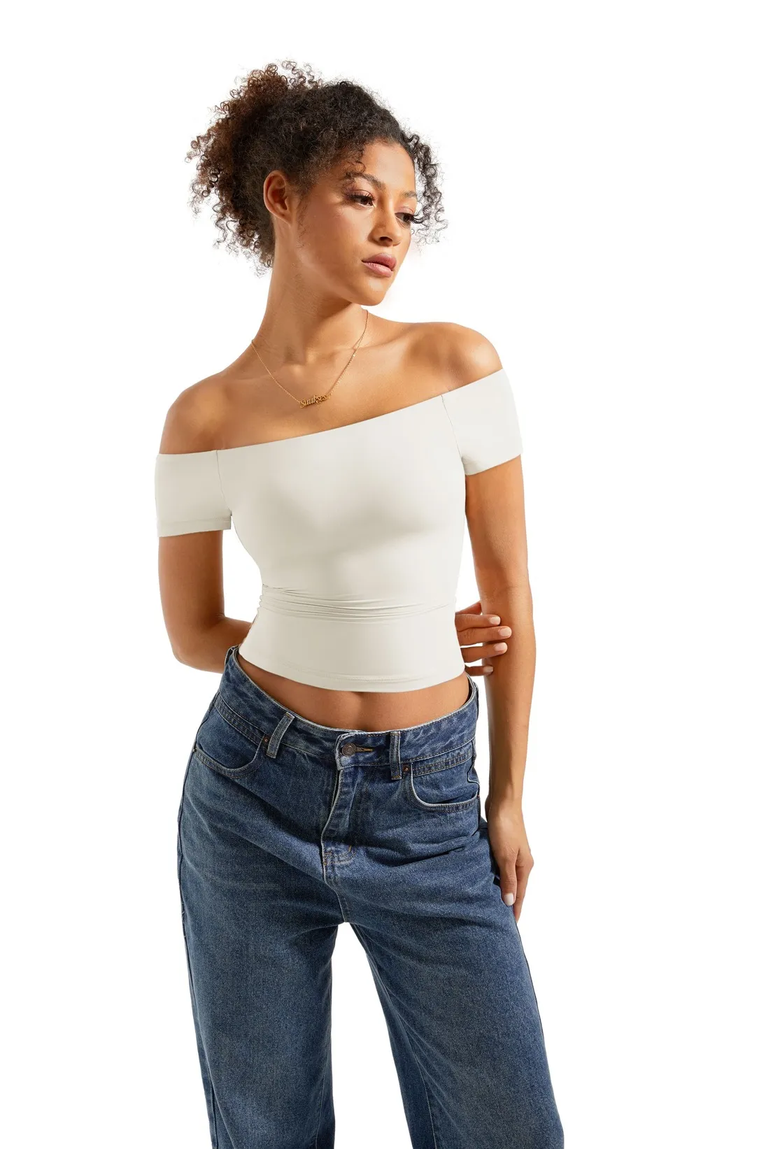 Buttery Soft Off Shoulder Shirt - Short Sleeve - Image 53