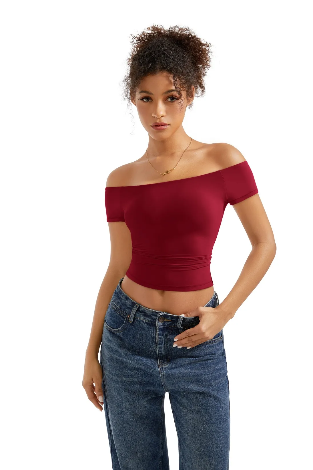 Buttery Soft Off Shoulder Shirt - Short Sleeve - Image 57