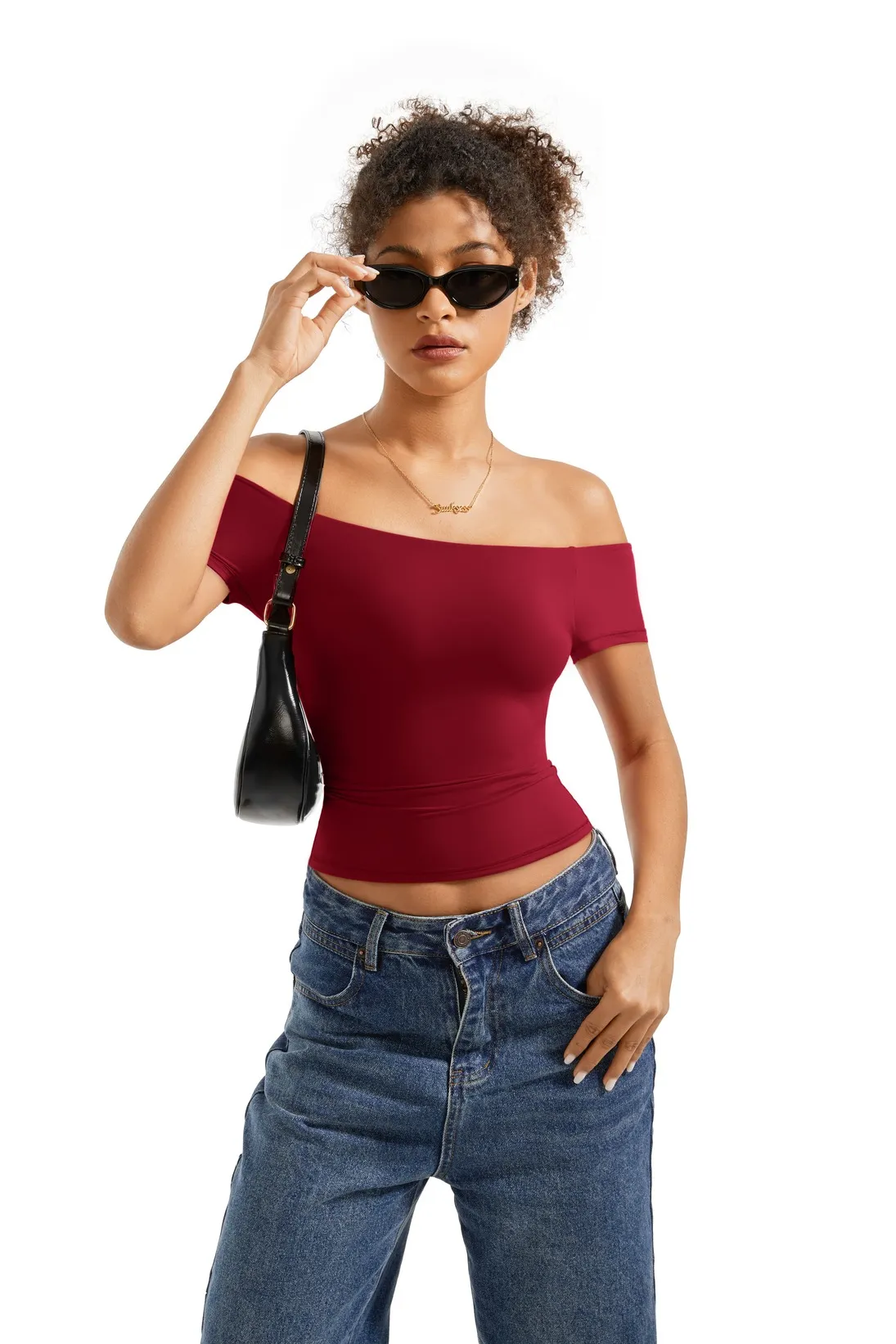 Buttery Soft Off Shoulder Shirt - Short Sleeve - Image 60