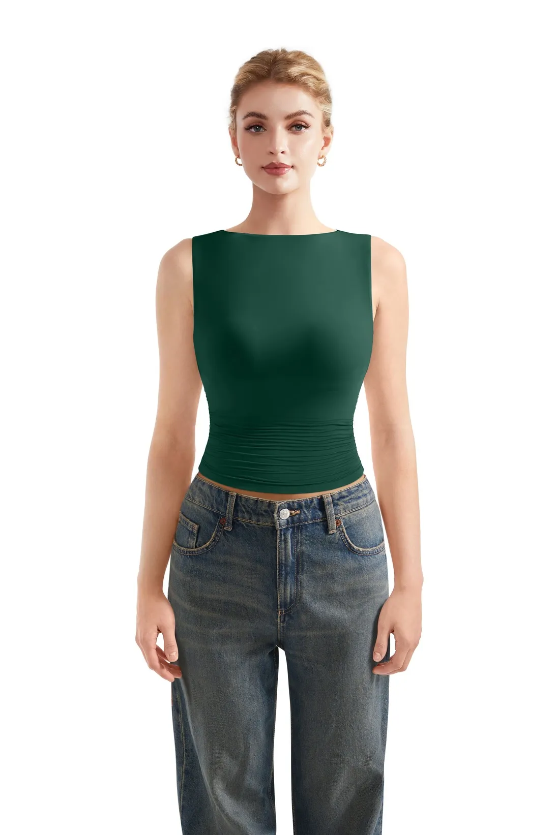 Buttery Soft Side Ruched Tank Top - Image 37