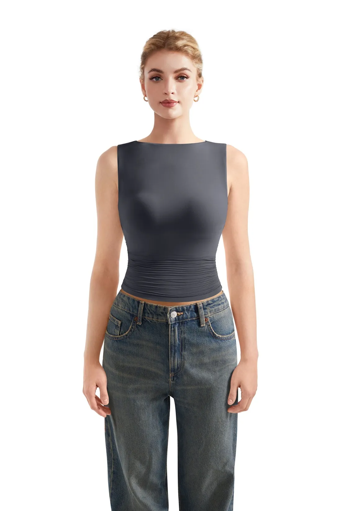 Buttery Soft Side Ruched Tank Top - Image 42