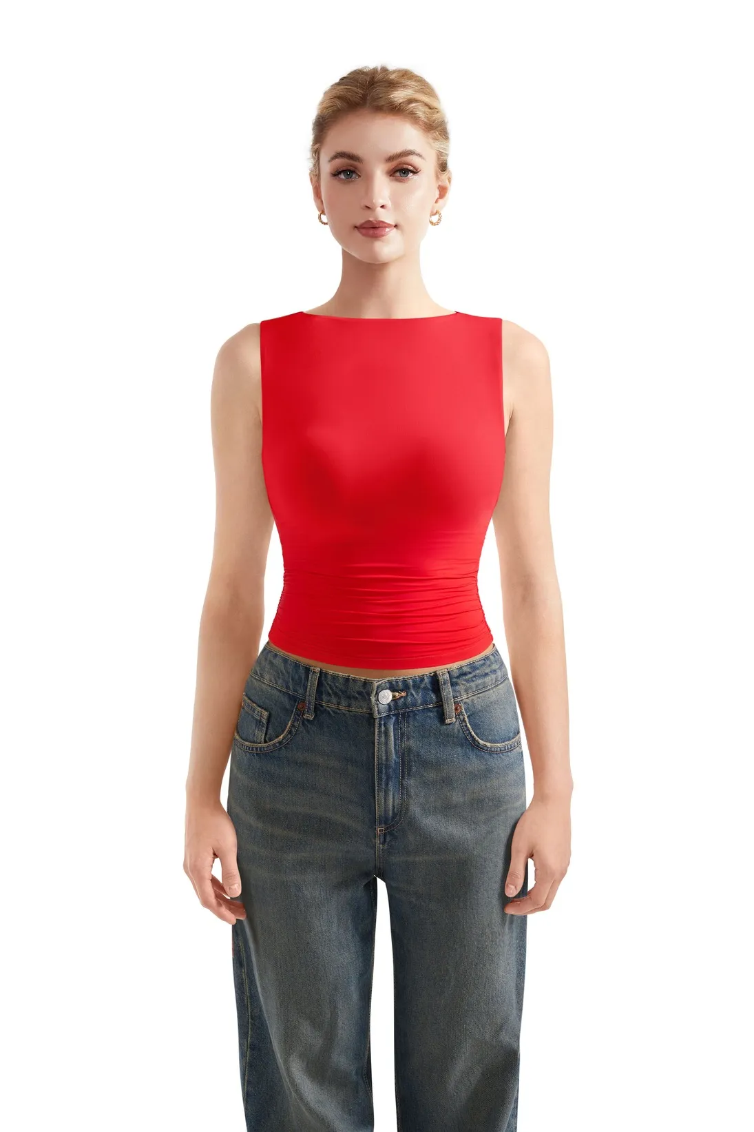 Buttery Soft Side Ruched Tank Top - Image 62