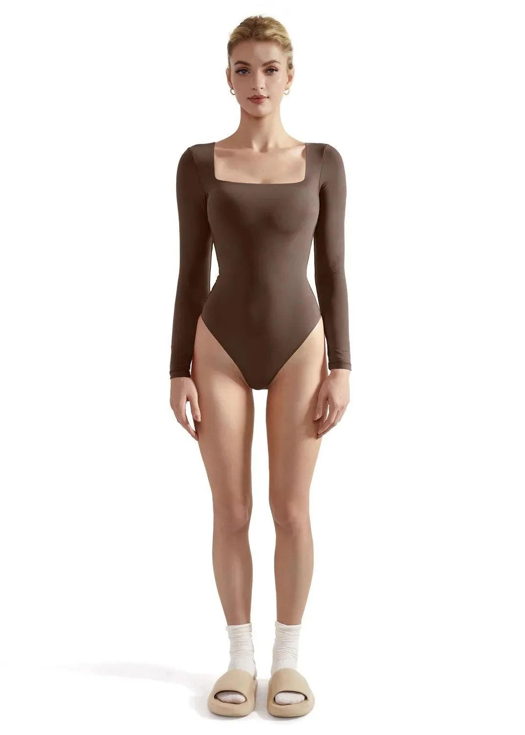 Flash Sales - Buttery Soft Square Neck Bodysuit - Long Sleeve - Image 34