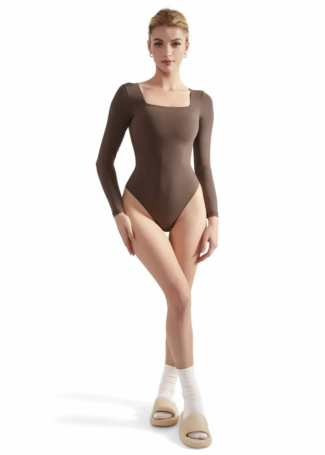 Flash Sales - Buttery Soft Square Neck Bodysuit - Long Sleeve - Image 35