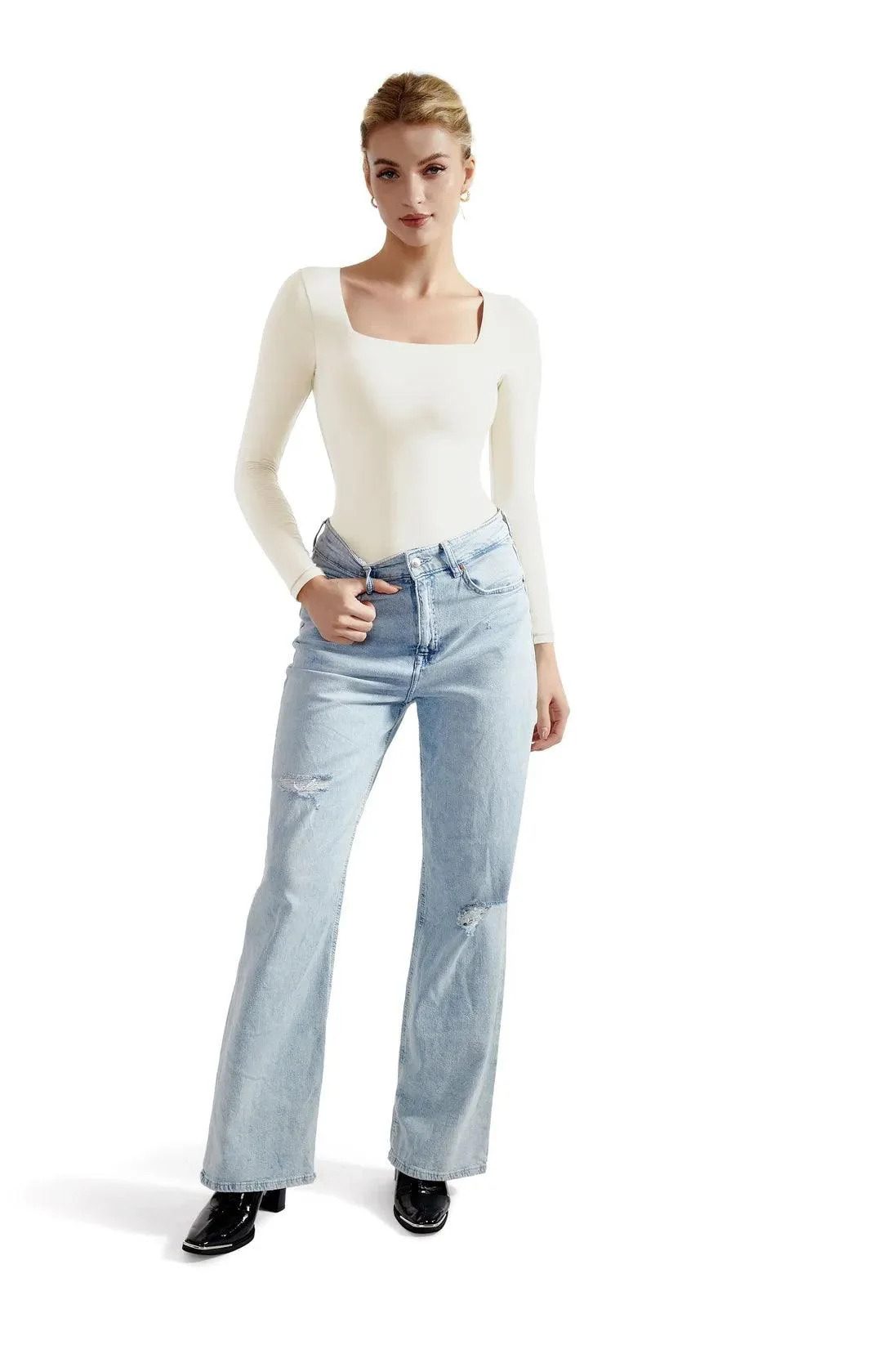 Flash Sales - Buttery Soft Square Neck Bodysuit - Long Sleeve - Image 41