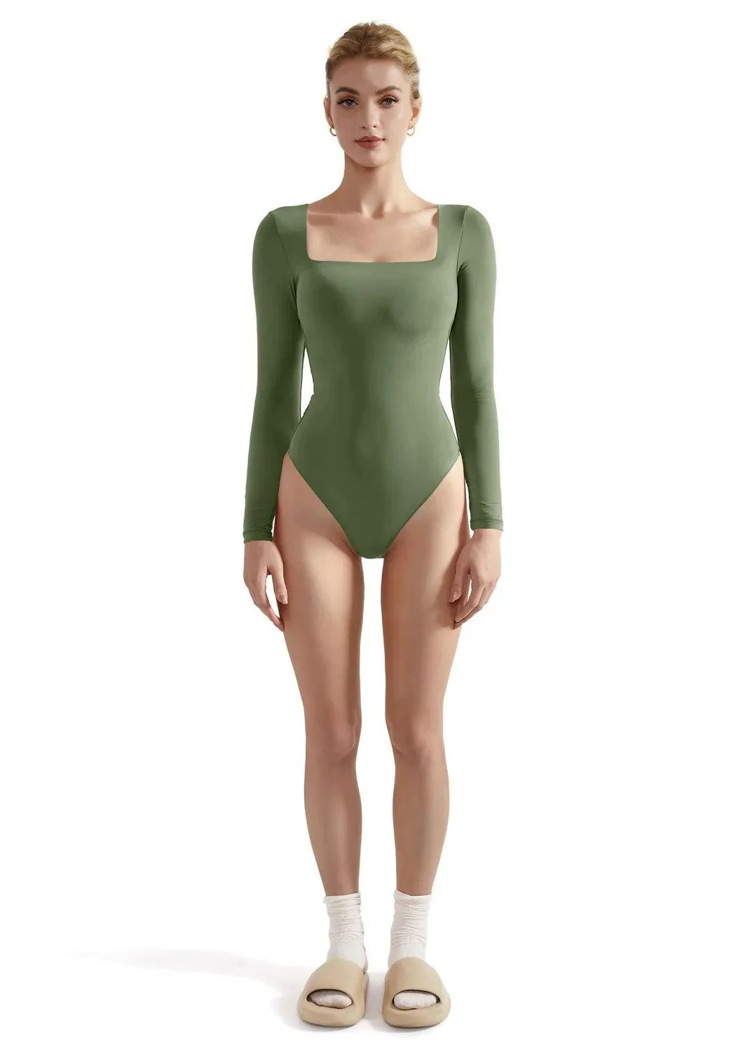 Flash Sales - Buttery Soft Square Neck Bodysuit - Long Sleeve - Image 46