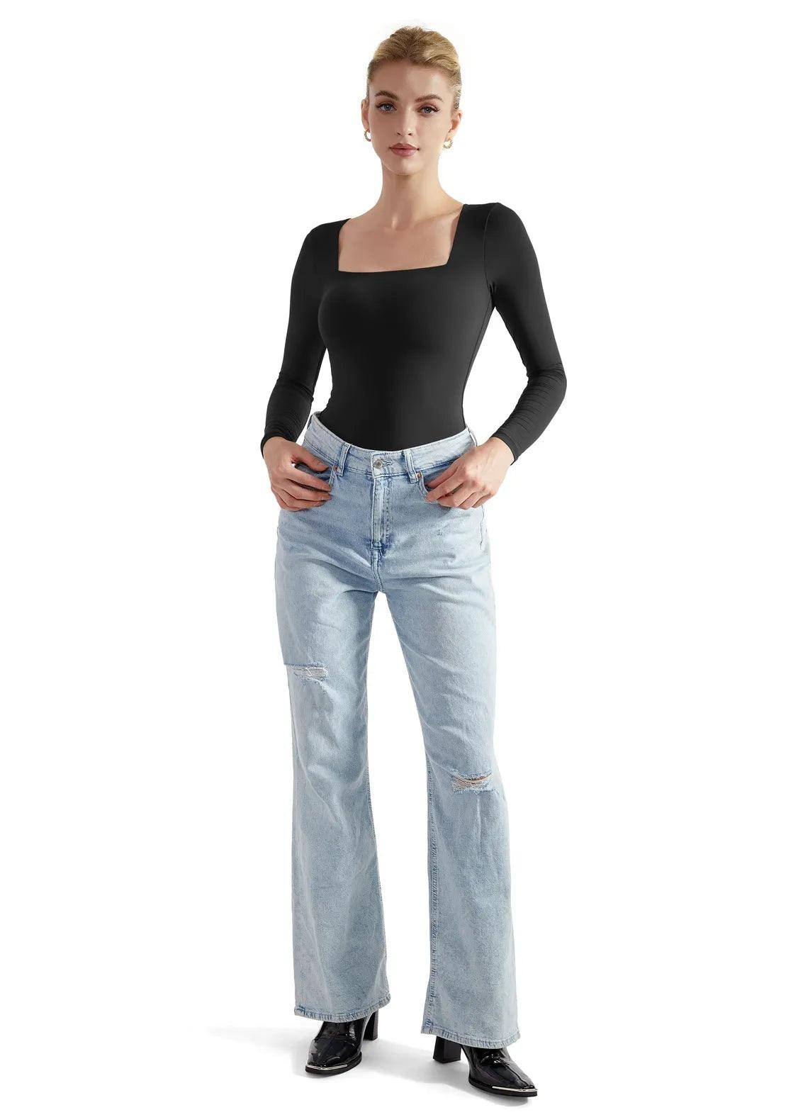 Flash Sales - Buttery Soft Square Neck Bodysuit - Long Sleeve - Image 6