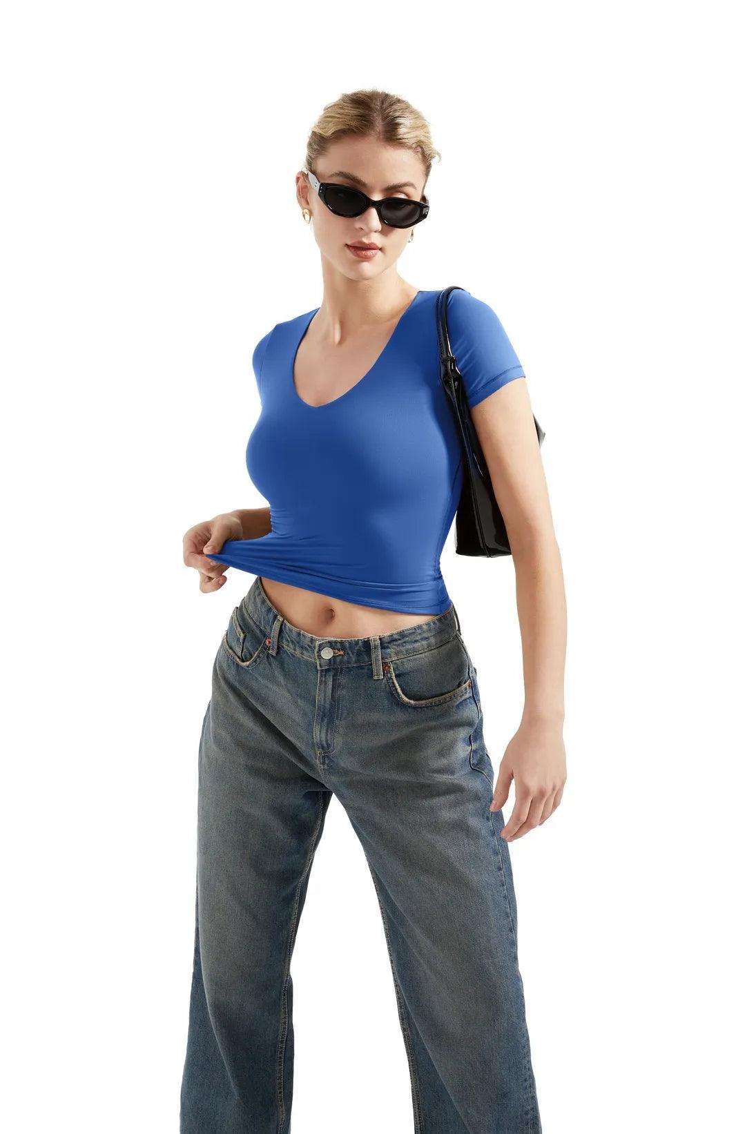 Buttery Soft V Neck Shirt - Short Sleeve - Image 37