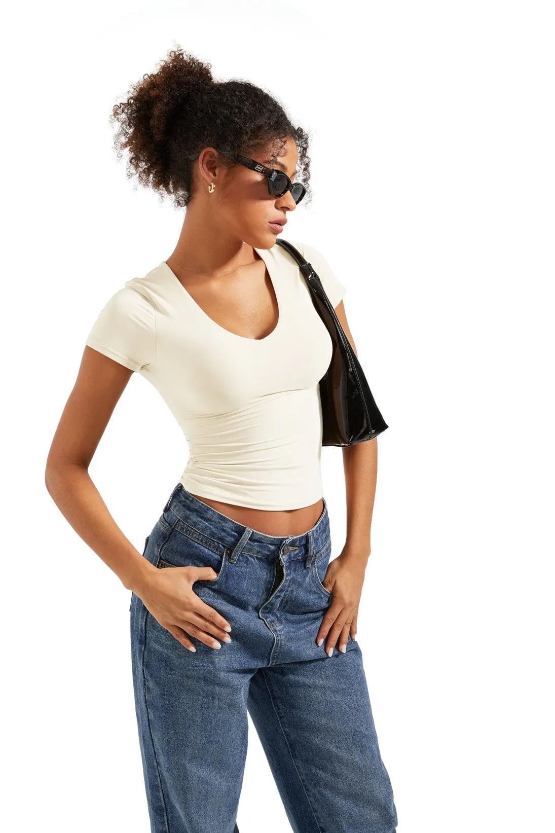 Buttery Soft V Neck Shirt - Short Sleeve - Image 42