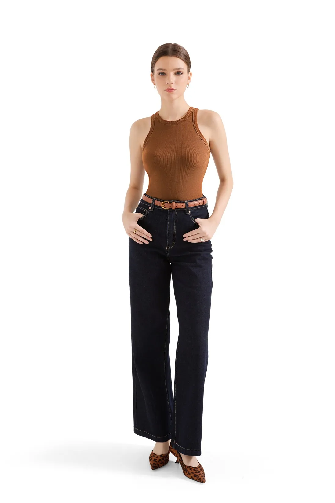 Cotton Ribbed Crew Neck Tank Top - Image 14