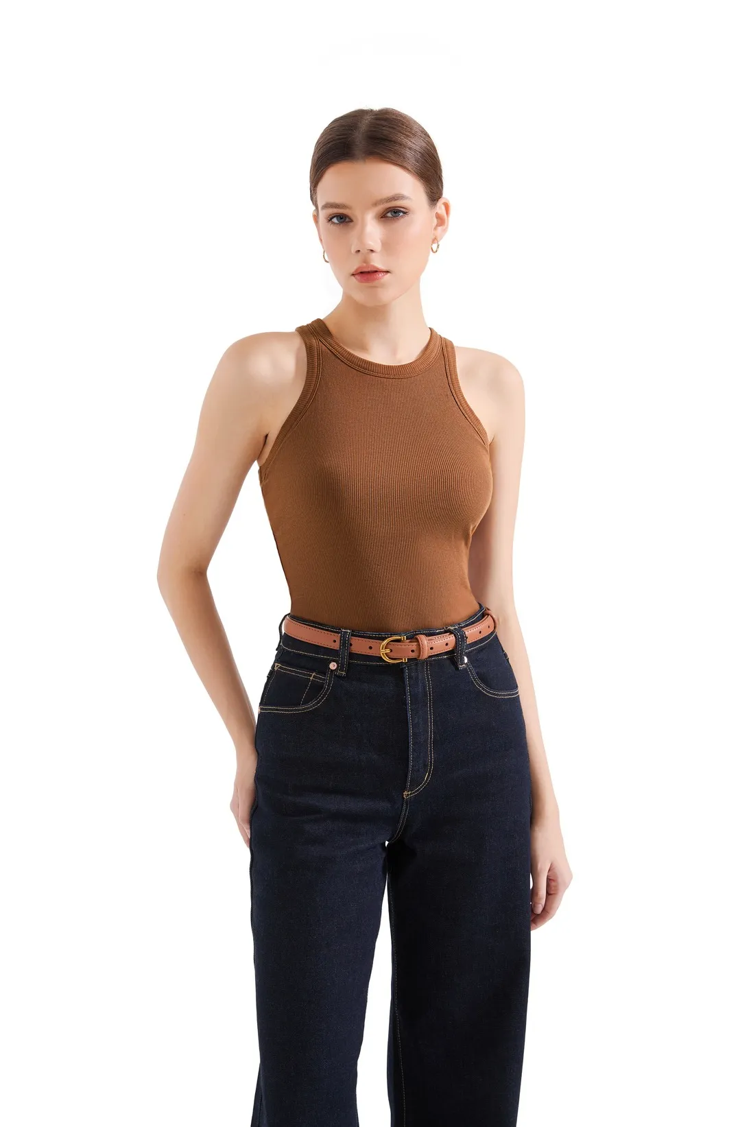Cotton Ribbed Crew Neck Tank Top - Image 15