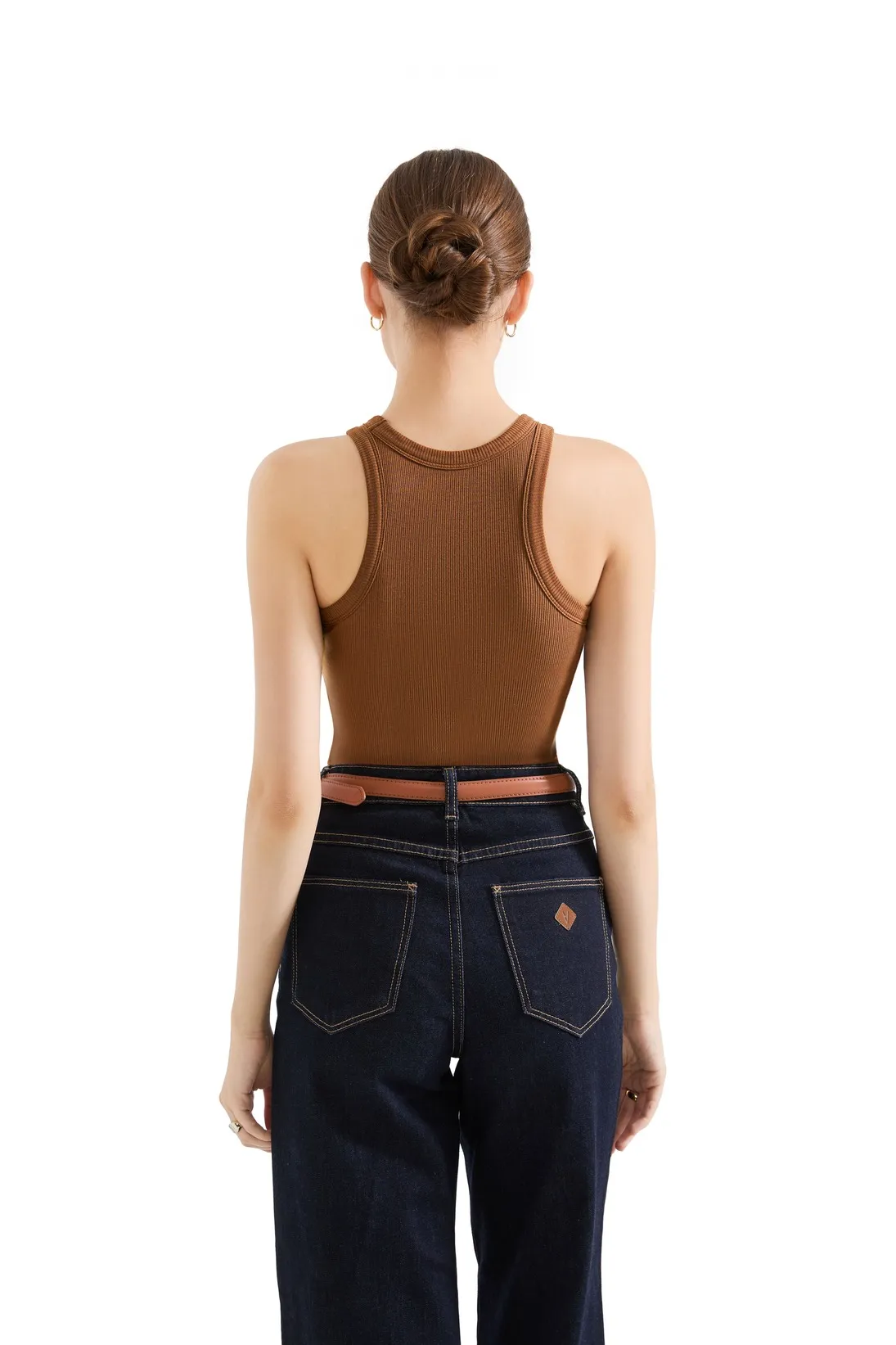 Cotton Ribbed Crew Neck Tank Top - Image 16