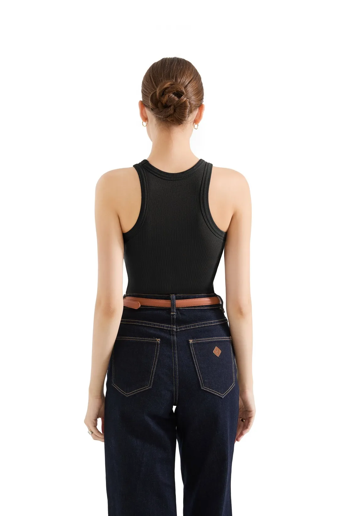 Cotton Ribbed Crew Neck Tank Top - Image 4