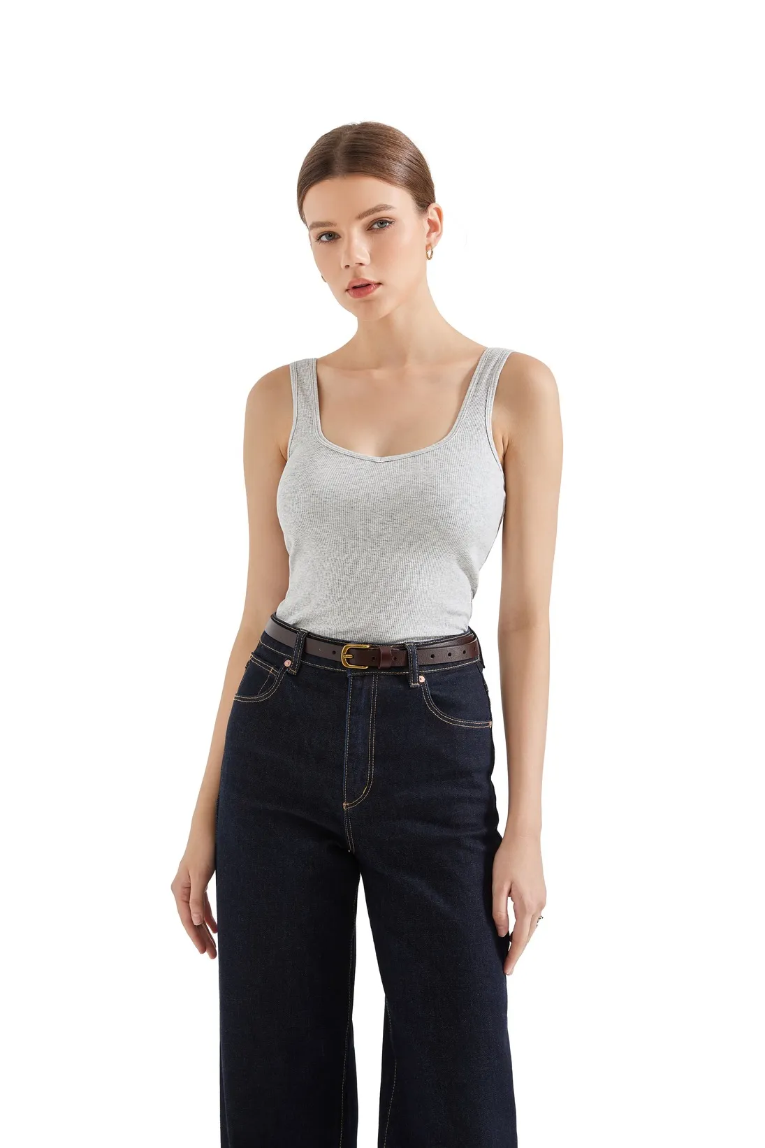 Cotton Ribbed Heart Neck Tank Top - Image 13