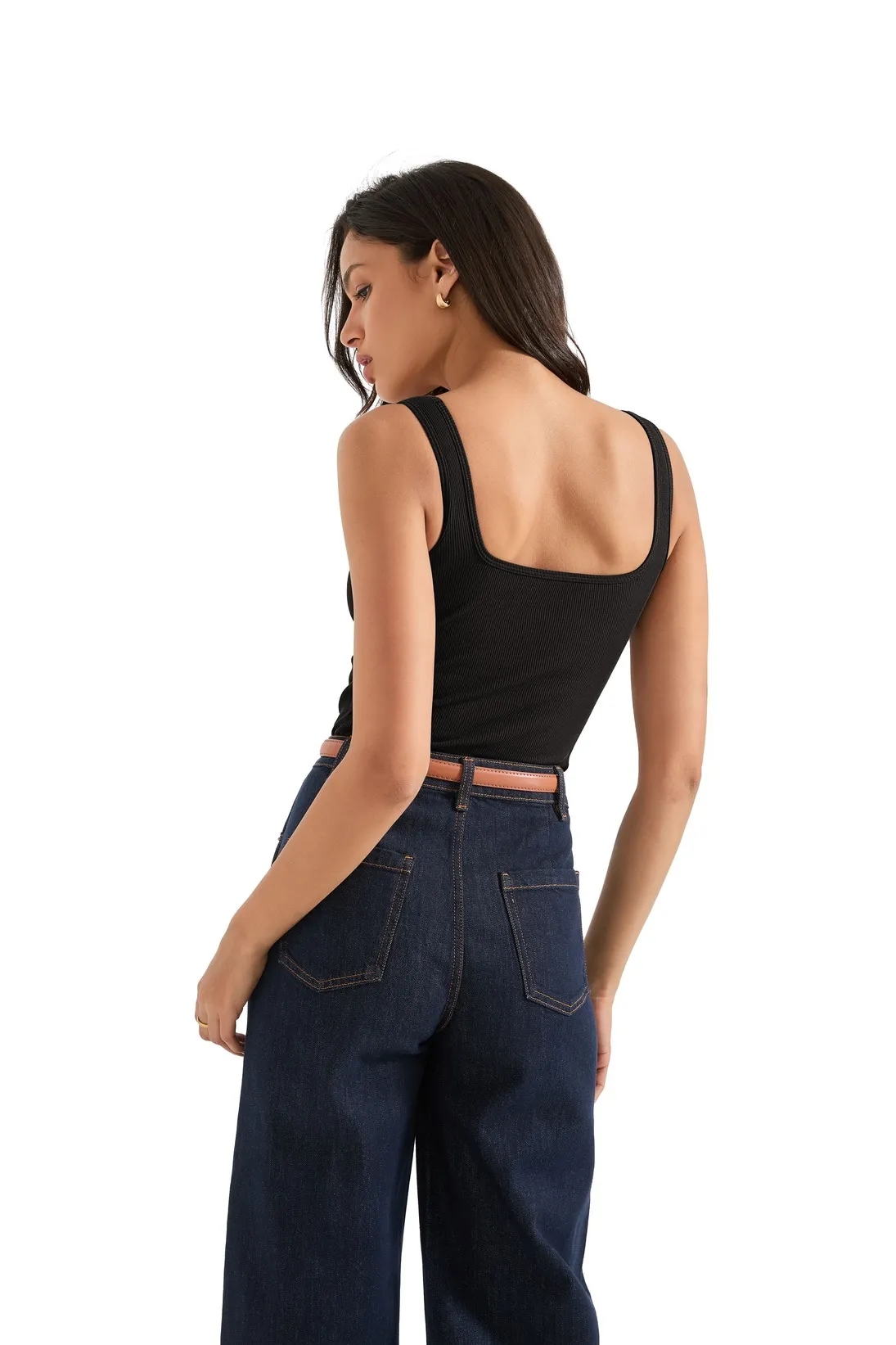 Cotton Ribbed Heart Neck Tank Top - Image 6