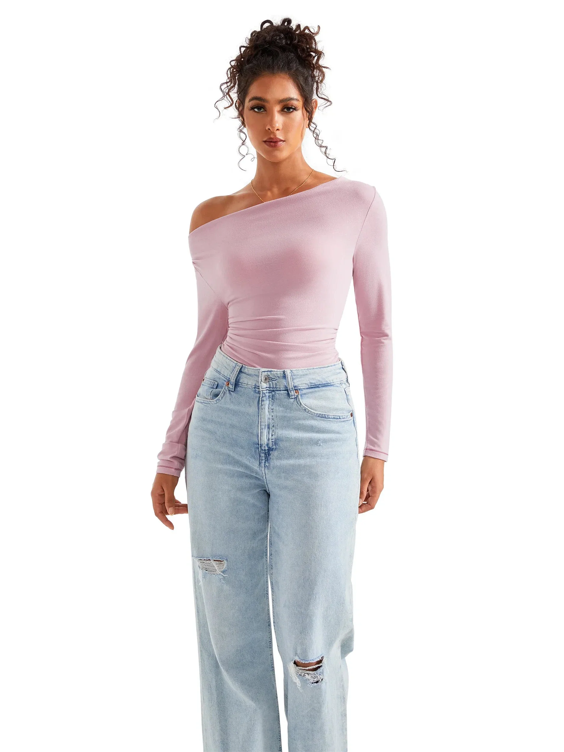 Off Shoulder Cowl Neck Shirt - Long Sleeve - Image 22
