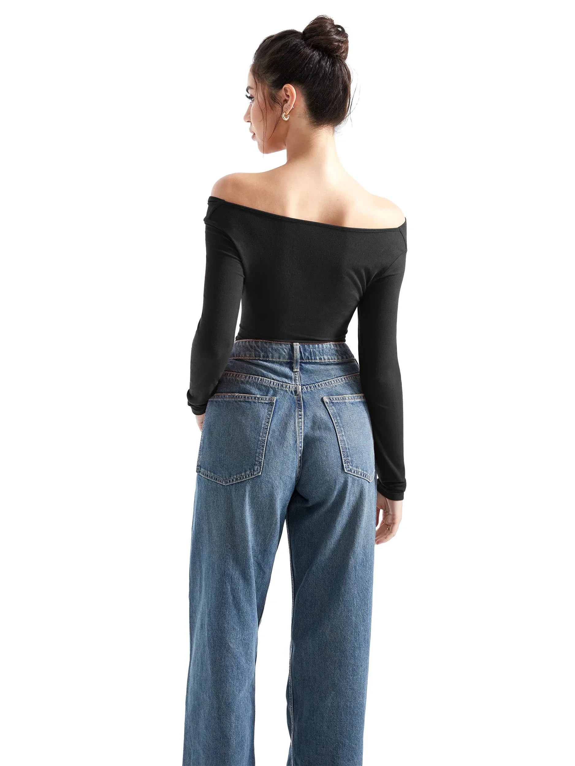 Off Shoulder Cowl Neck Shirt - Long Sleeve - Image 6