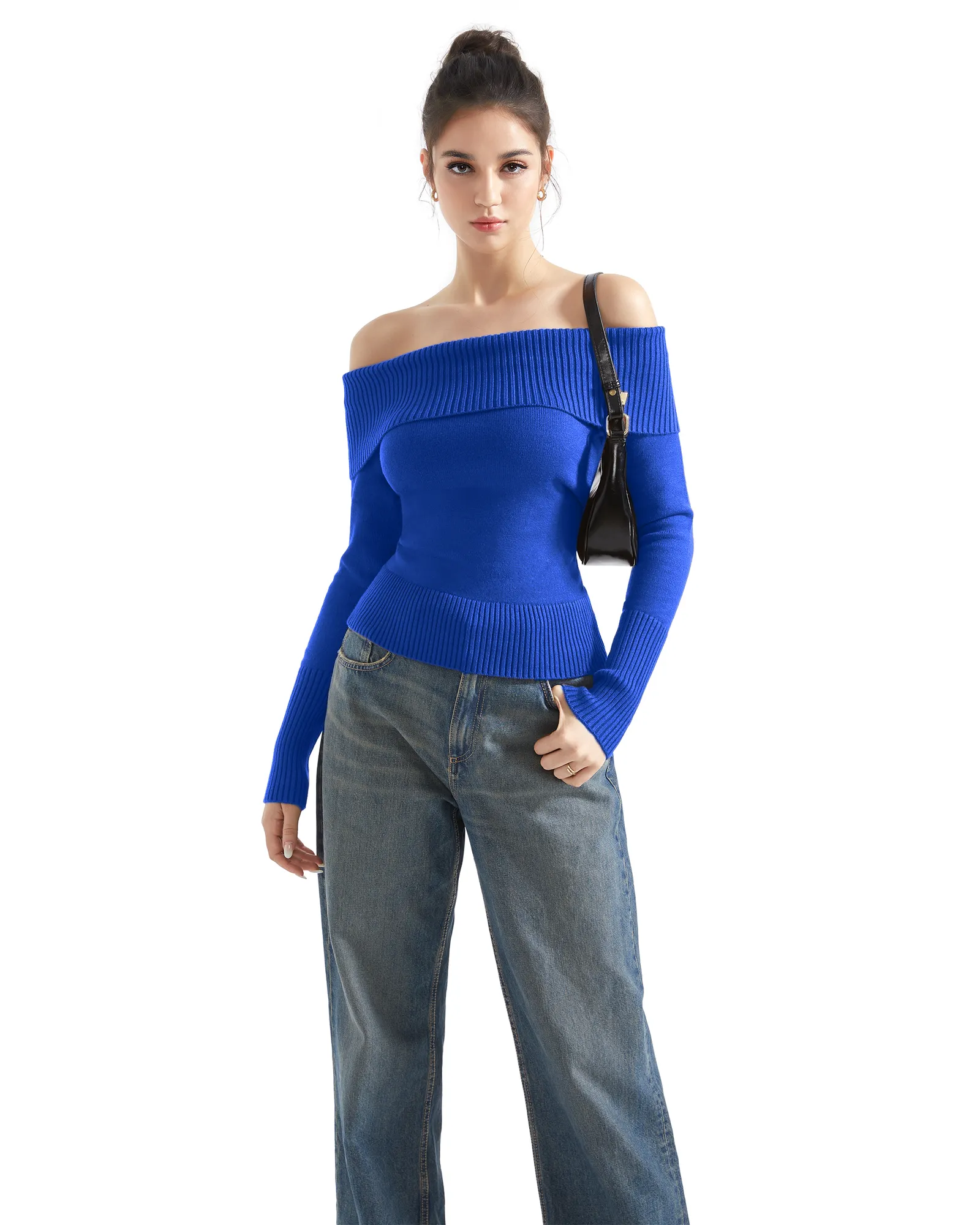 Ribbed Off Shoulder Shirt - Long Sleeve - Image 51