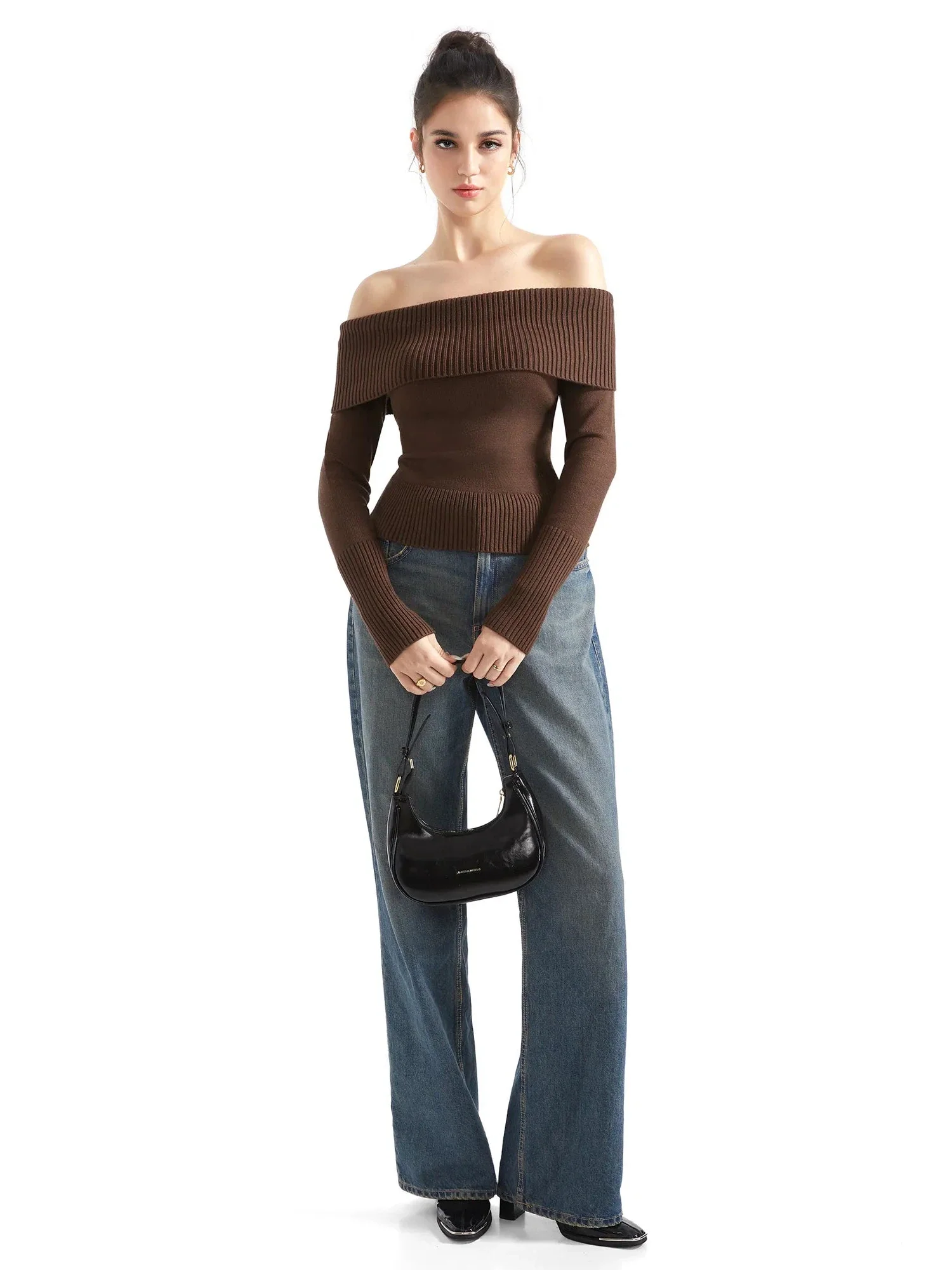 Ribbed Off Shoulder Shirt - Long Sleeve - Image 8
