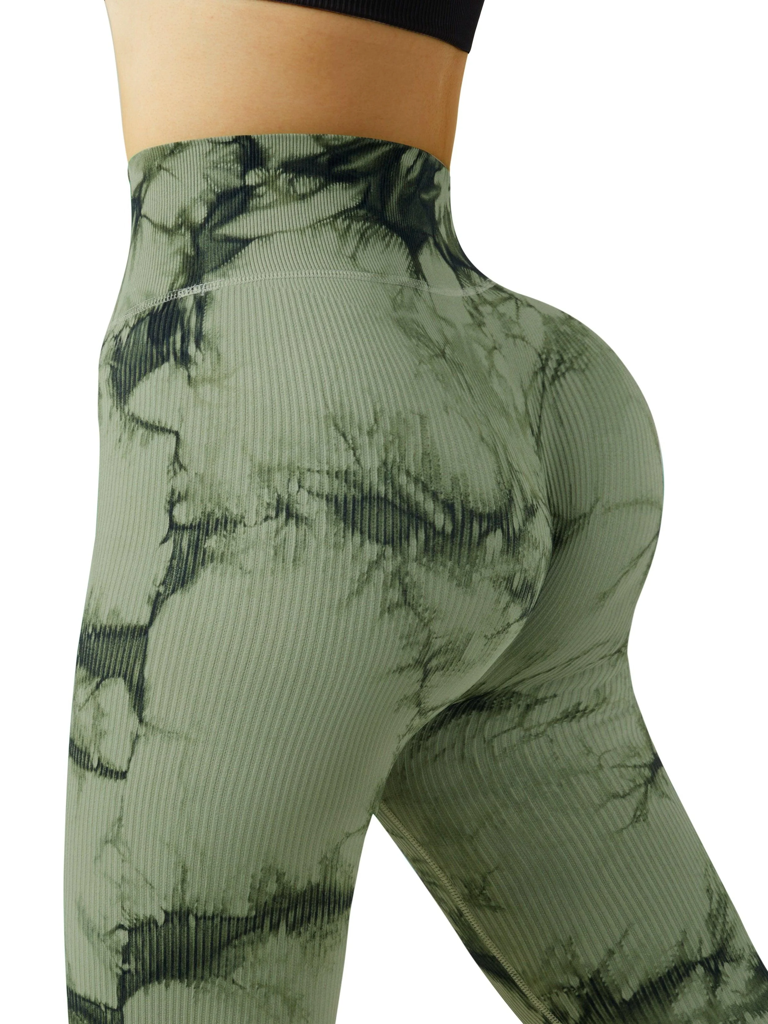 Ribbed Printed Seamless Leggings - Image 4
