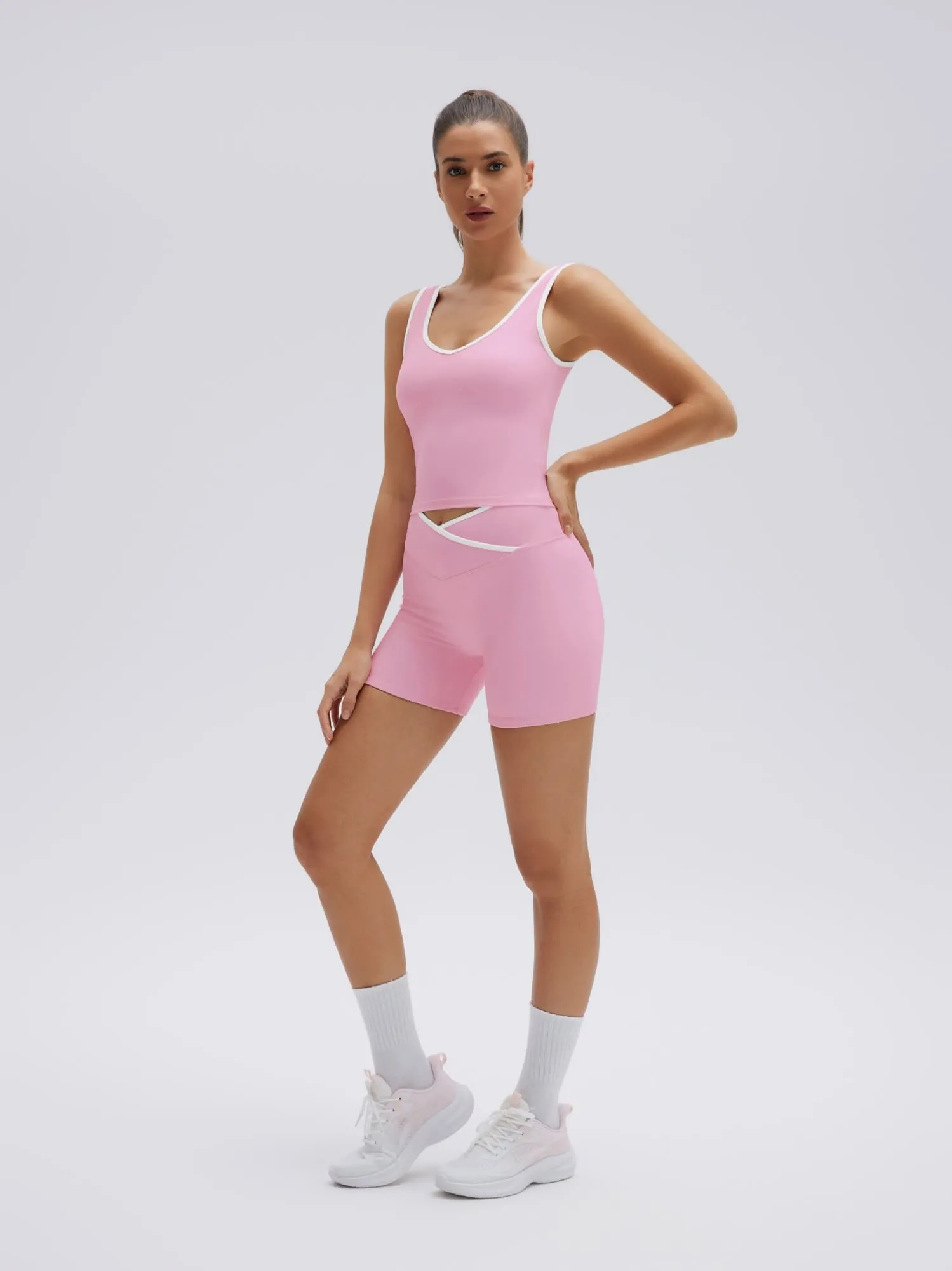 Built in Bra Yoga Tank Top 2 Piece Workout Sets - Image 13