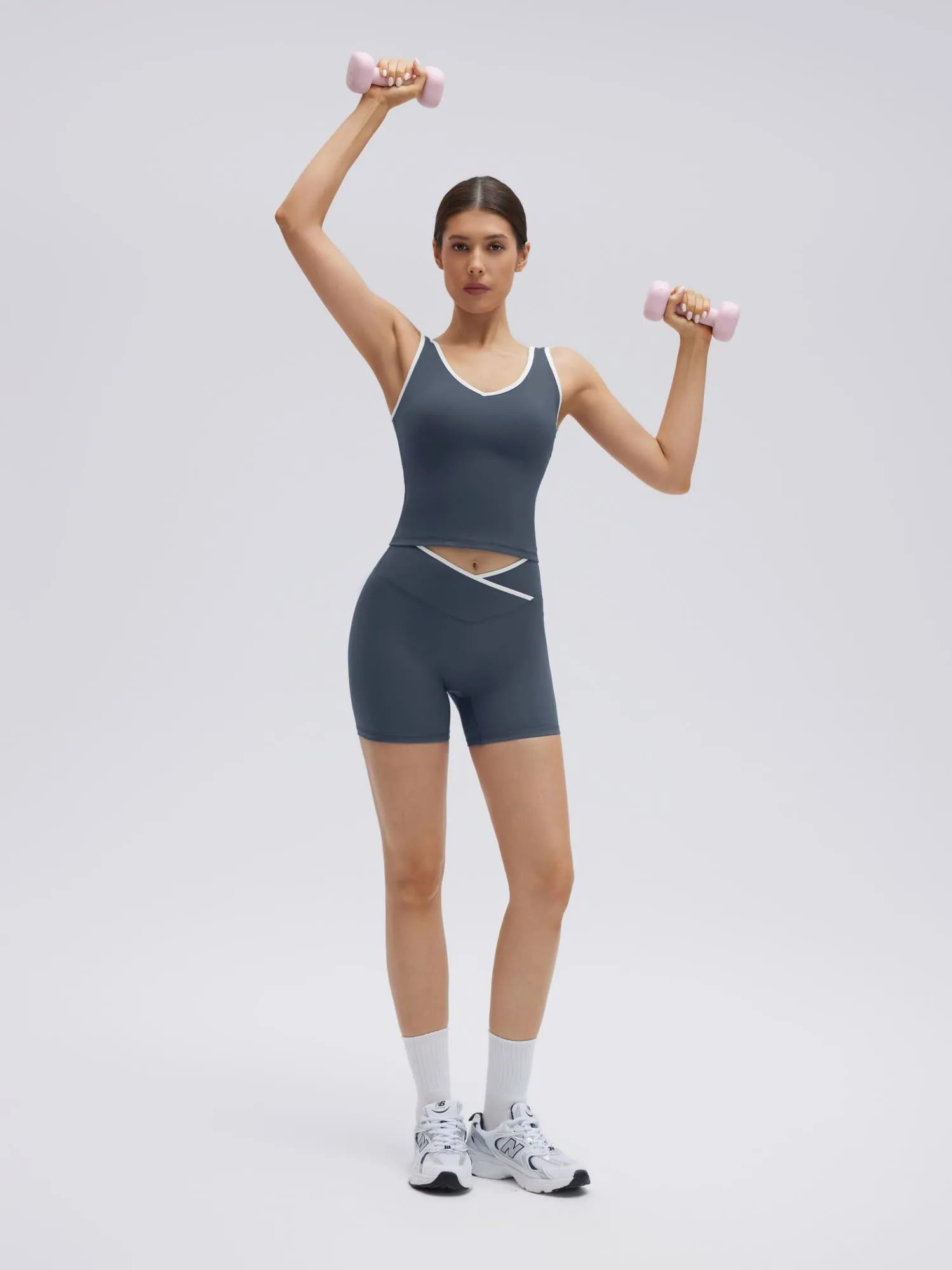 Built in Bra Yoga Tank Top 2 Piece Workout Sets - Image 3