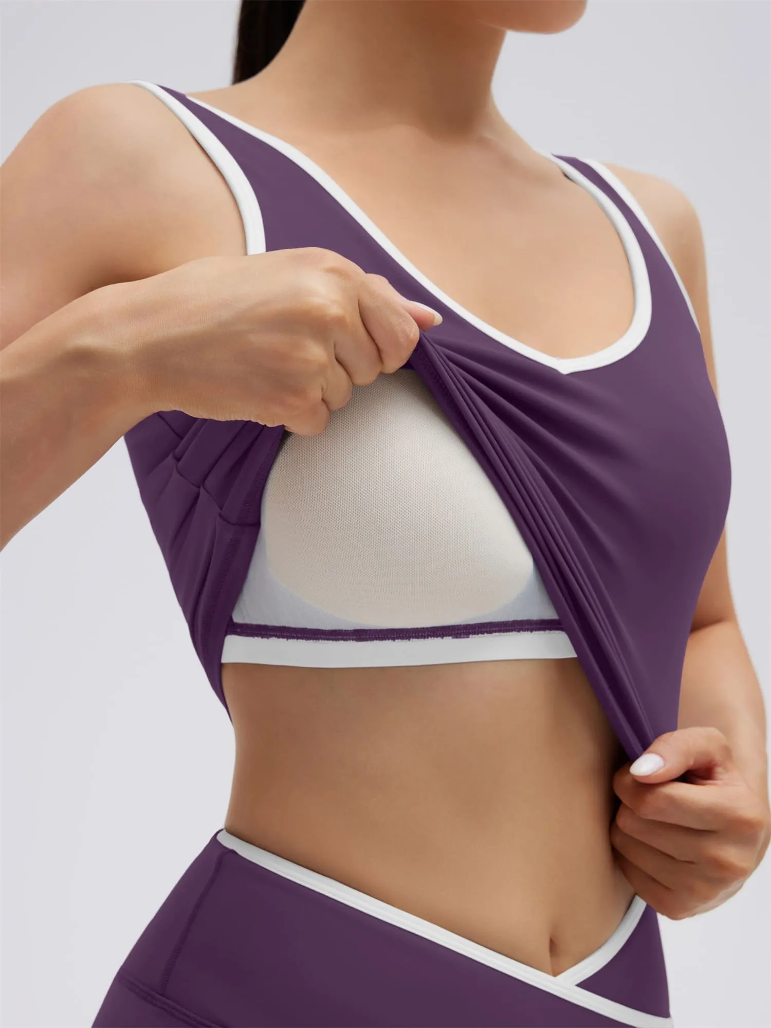 Built in Bra Yoga Tank Top 2 Piece Workout Sets - Image 33