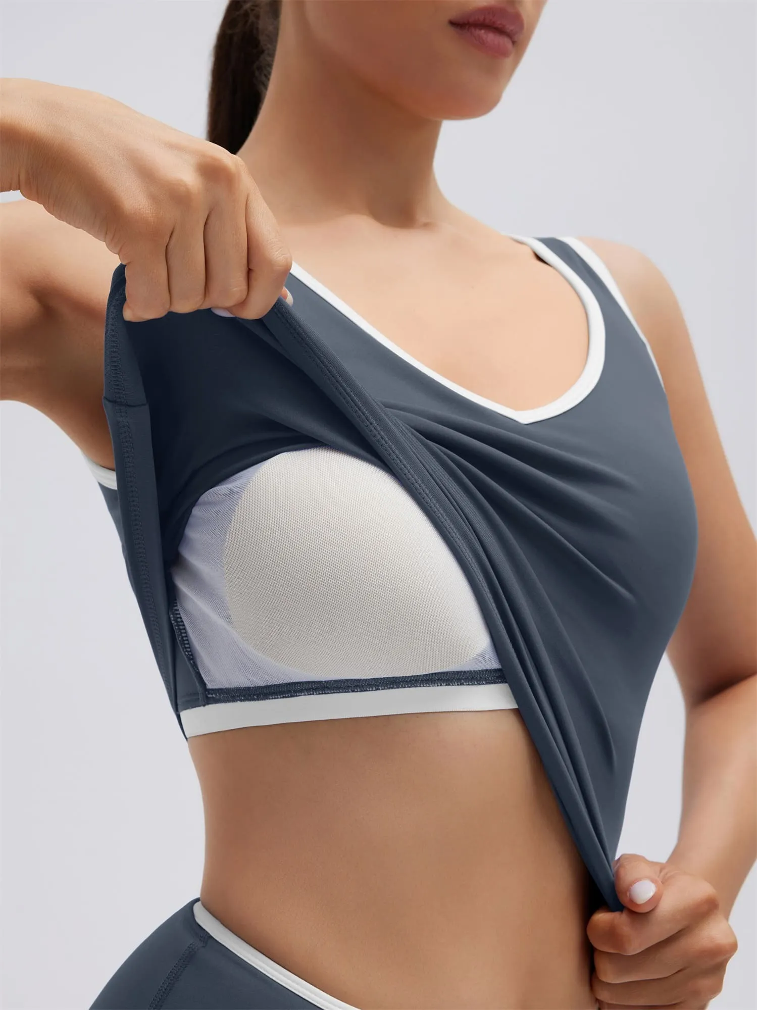 Built in Bra Yoga Tank Top 2 Piece Workout Sets - Image 6