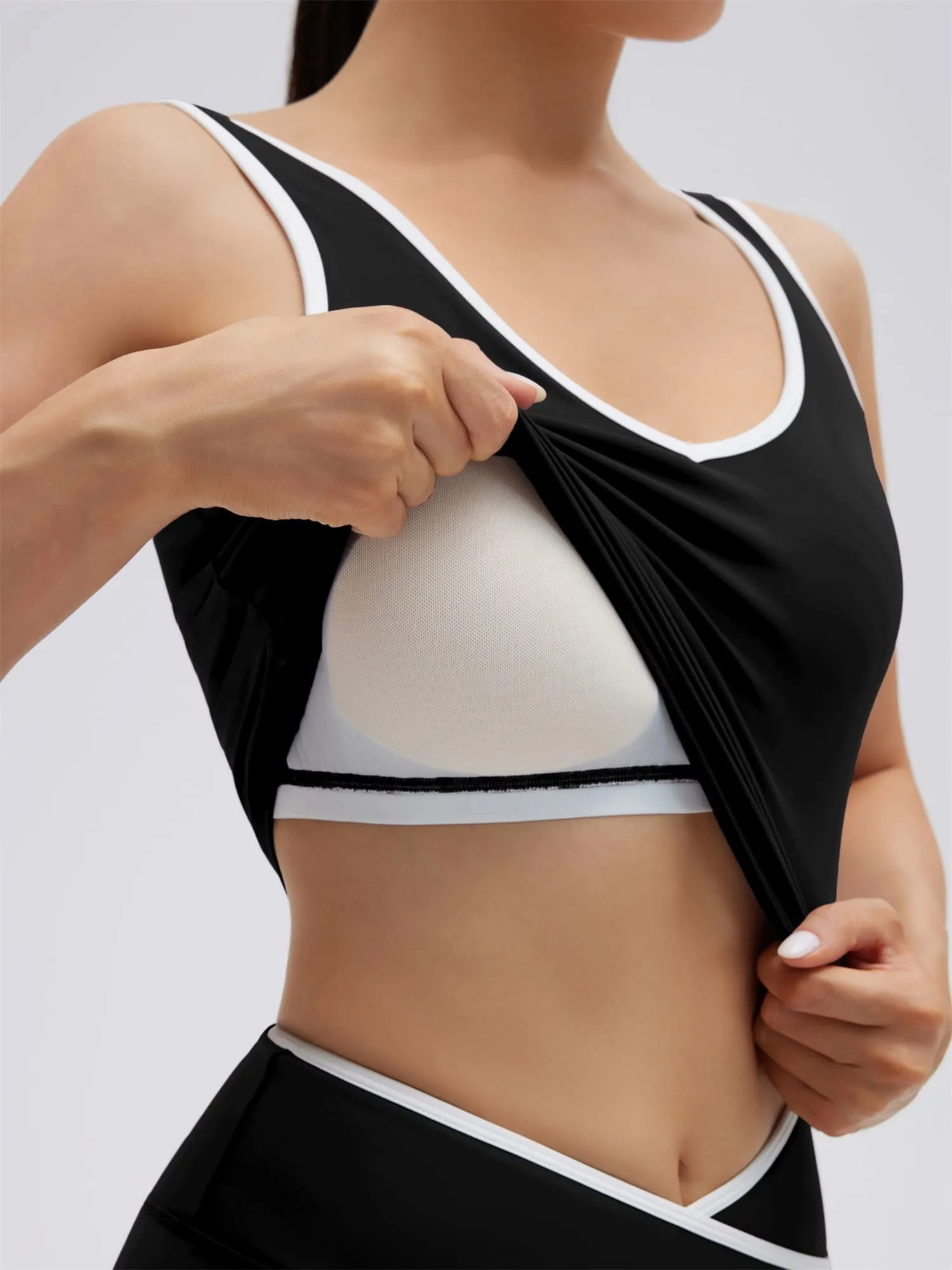 Built in Bra Yoga Tank Top 2 Piece Workout Sets - Image 9