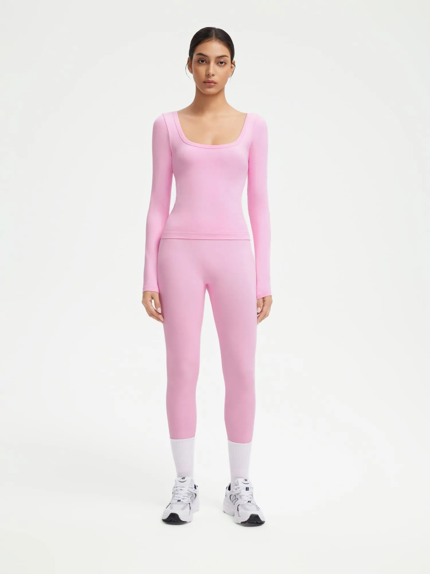 Scoop neck Seamless Leggings 2 Piece Workout Sets - Image 5