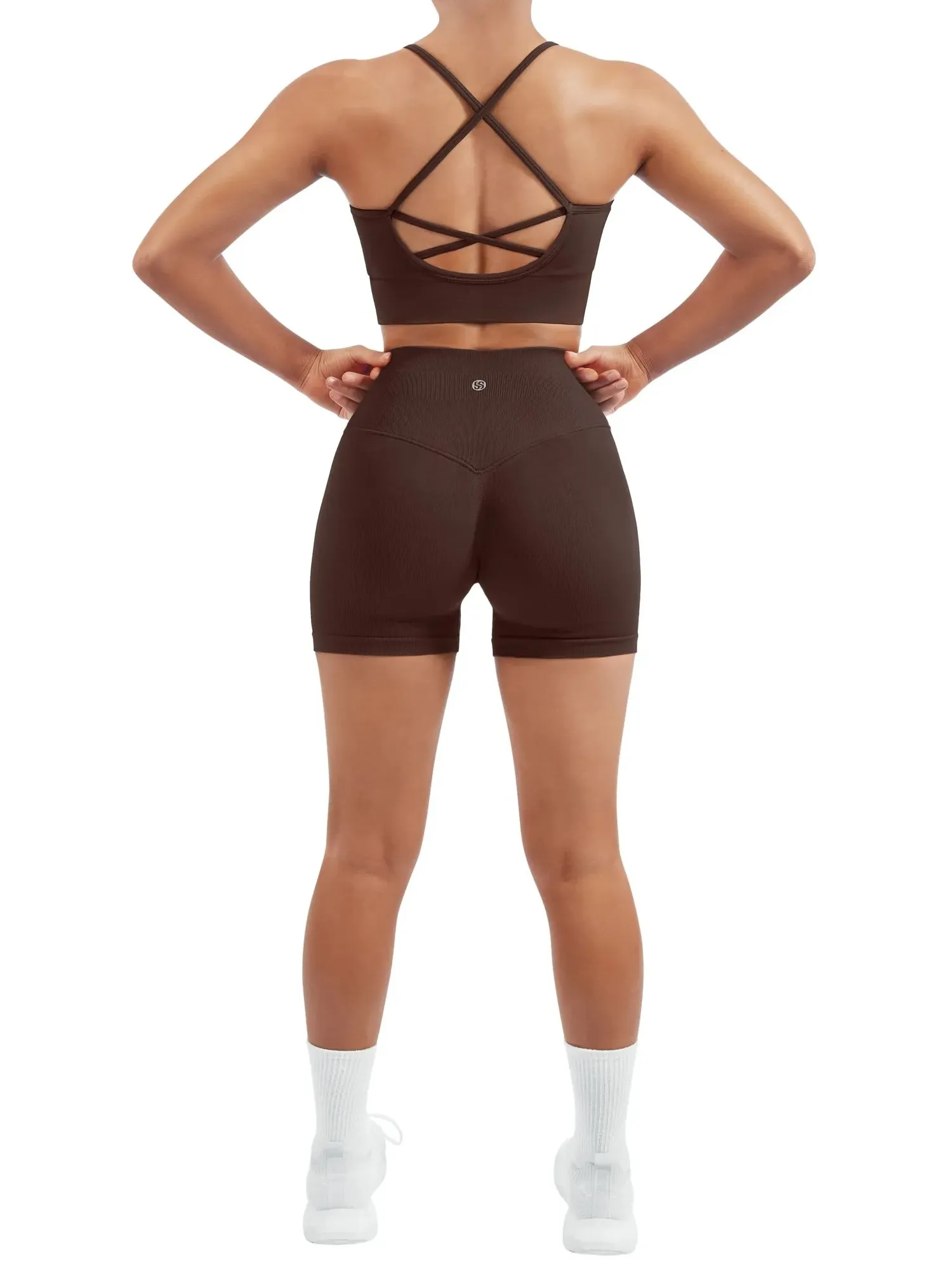 Criss Cross Sports Bra Seamless 2 Piece Workout Sets - Image 17