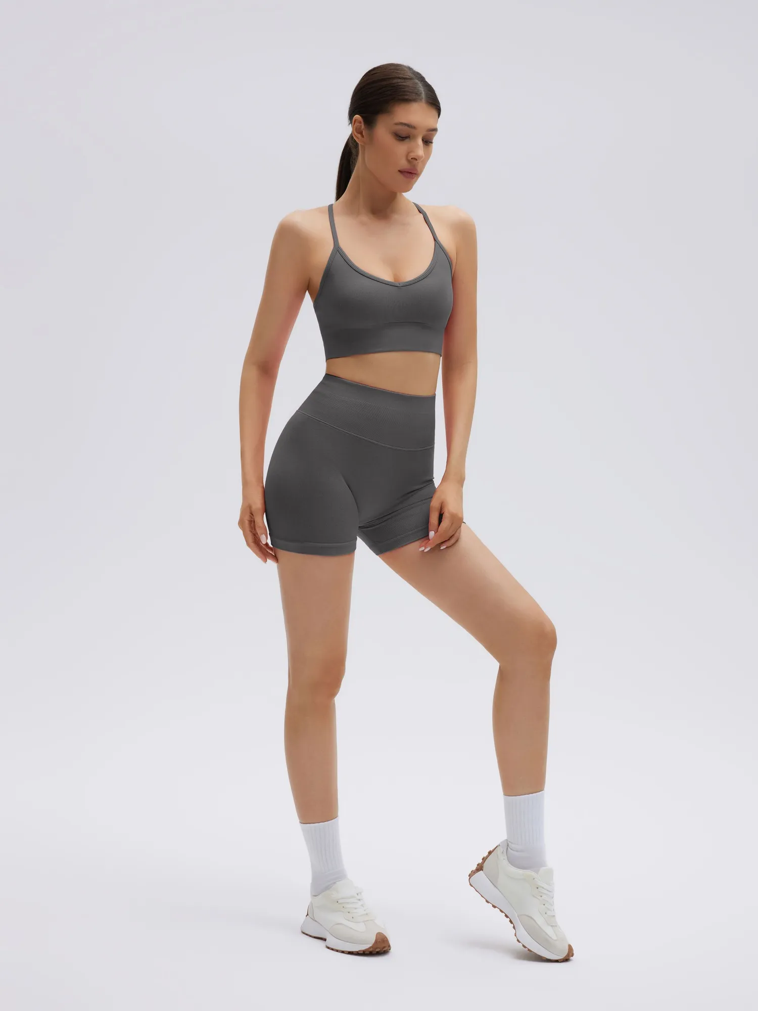 Criss Cross Sports Bra Seamless 2 Piece Workout Sets - Image 22