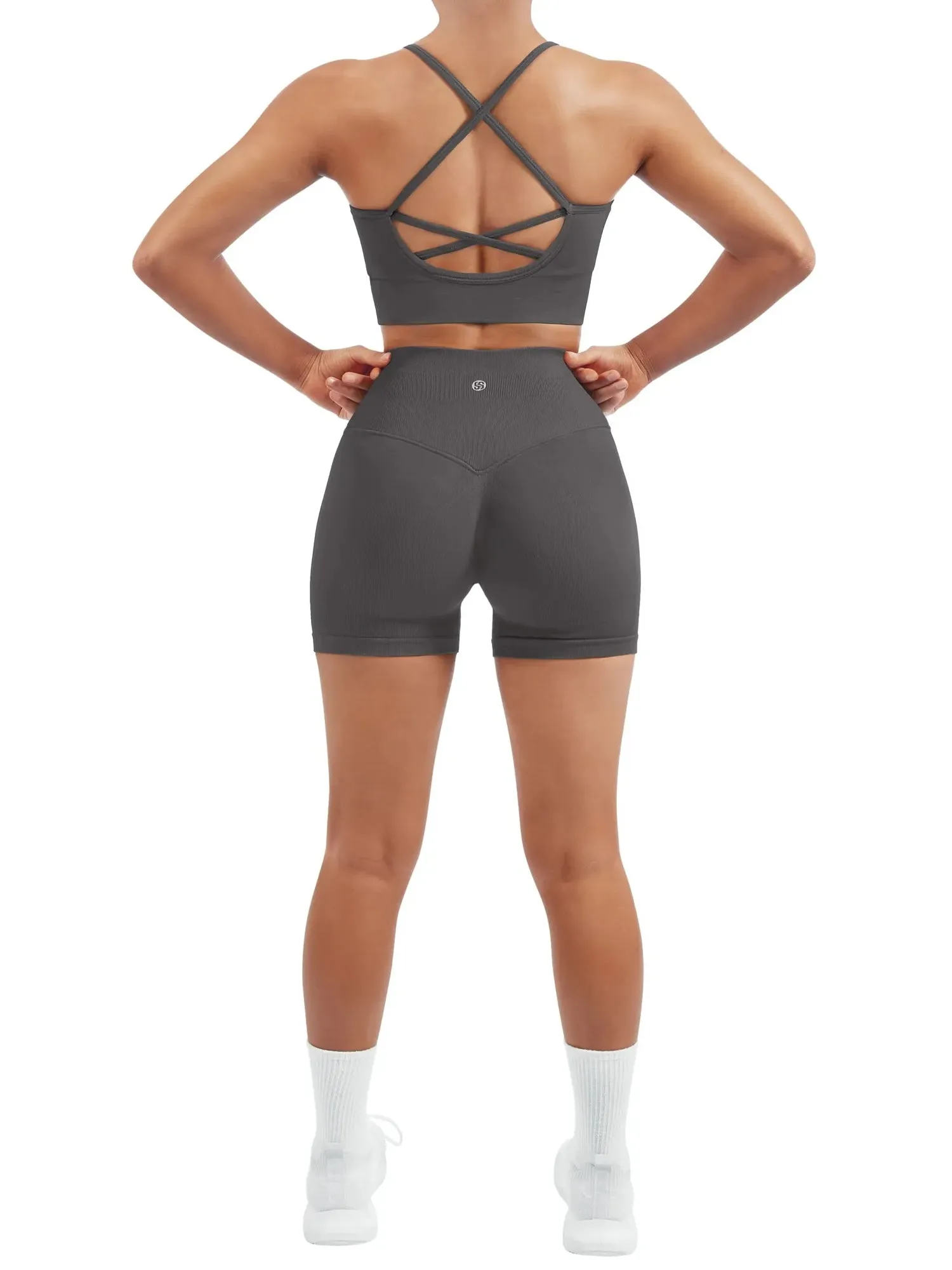 Criss Cross Sports Bra Seamless 2 Piece Workout Sets - Image 24