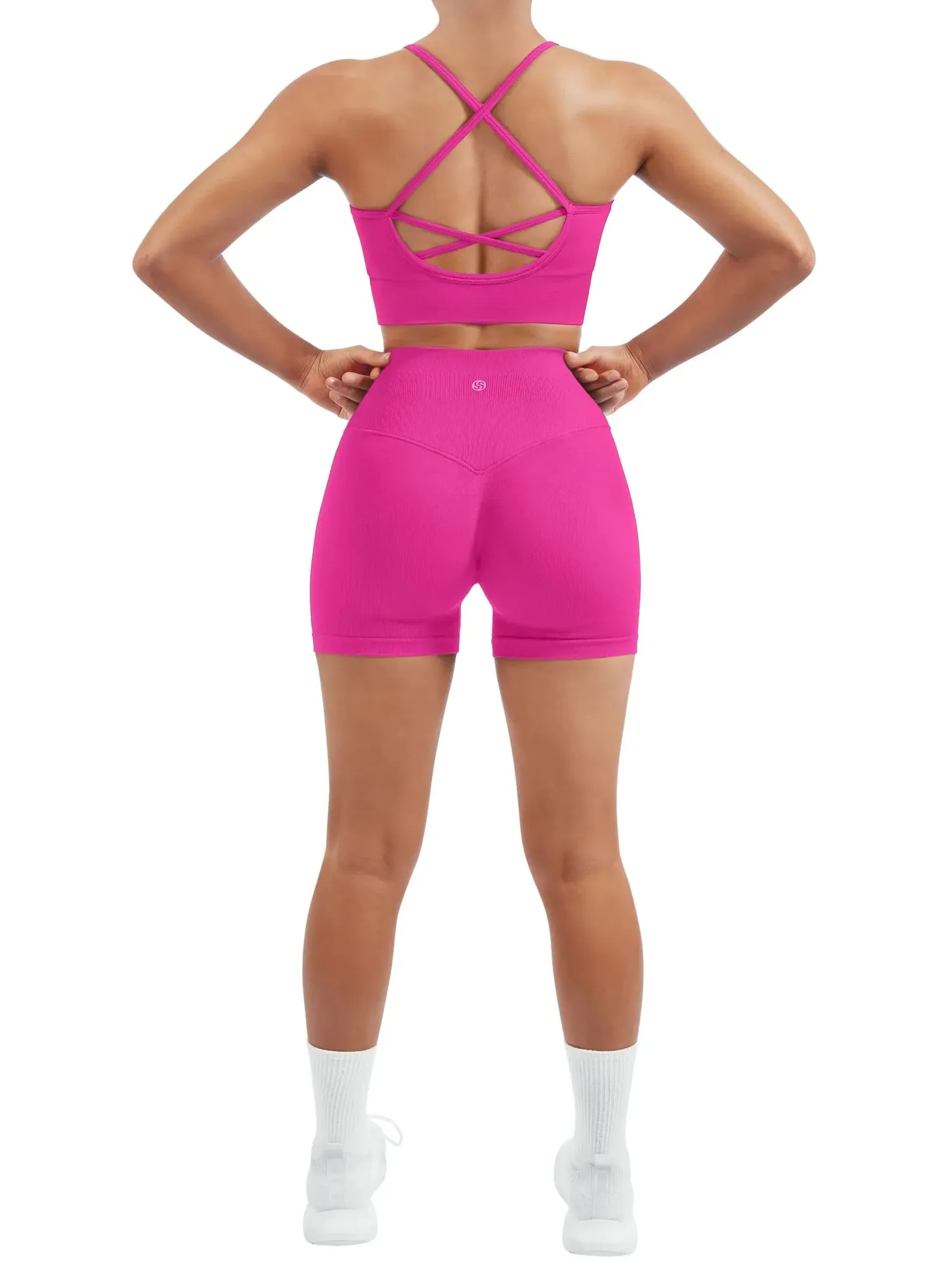 Criss Cross Sports Bra Seamless 2 Piece Workout Sets - Image 45