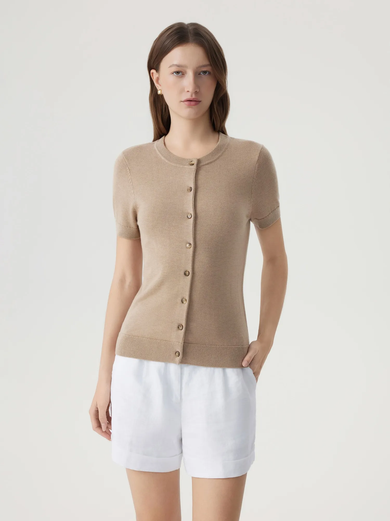 Cashmere Silk Blend Cardigan Spring Sweaters - Short Sleeve - Image 17