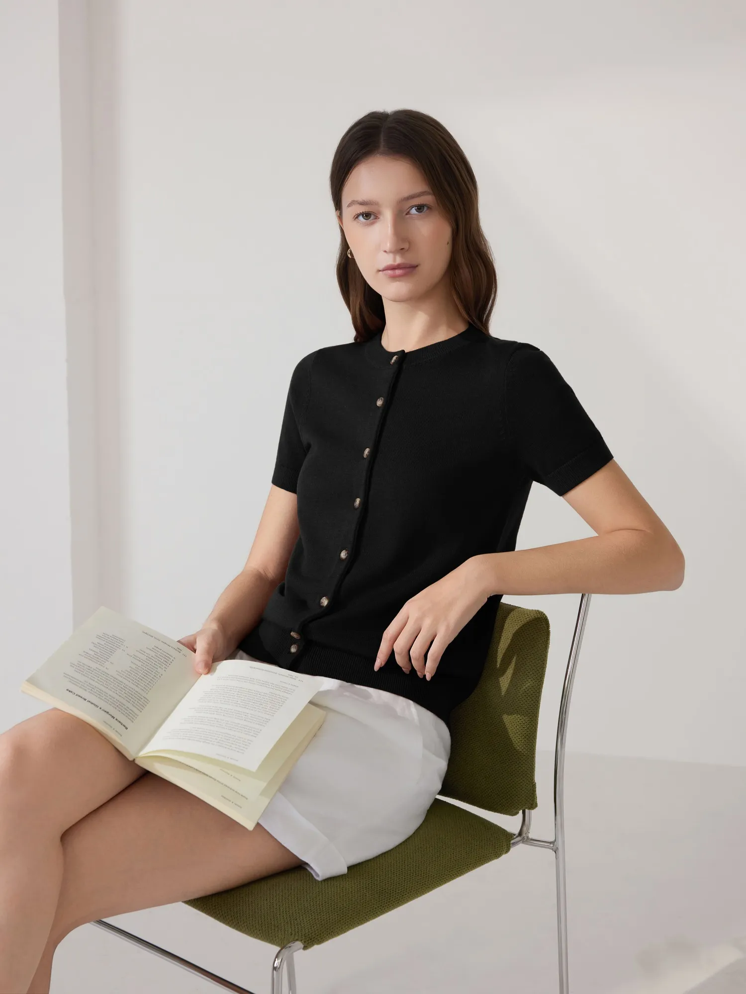 Cashmere Silk Blend Cardigan Spring Sweaters - Short Sleeve - Image 4